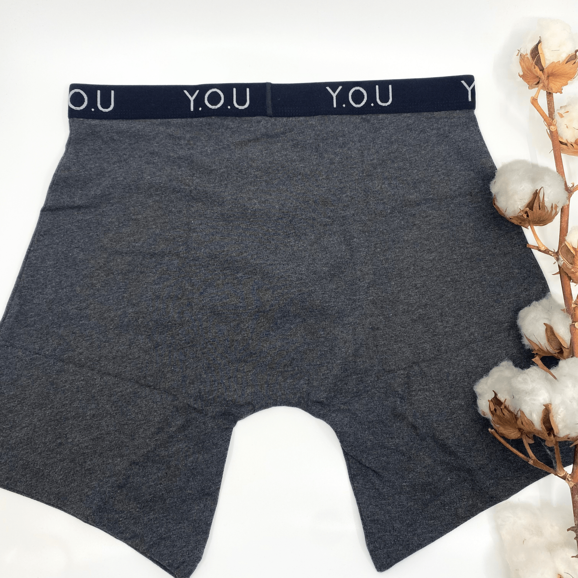 Men's organic cotton longer - leg trunks in dark grey (charcoal grey) - Y.O.U underwear