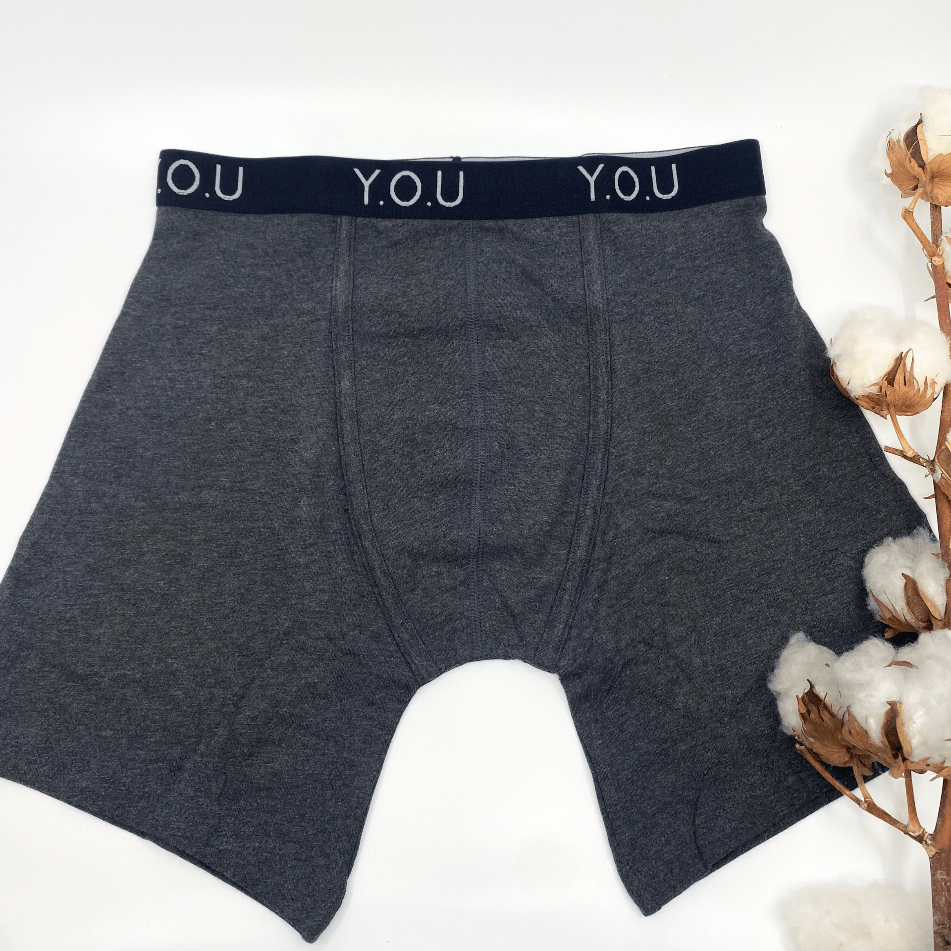 Men's organic cotton longer - leg trunks in dark grey (charcoal grey) - Y.O.U underwear