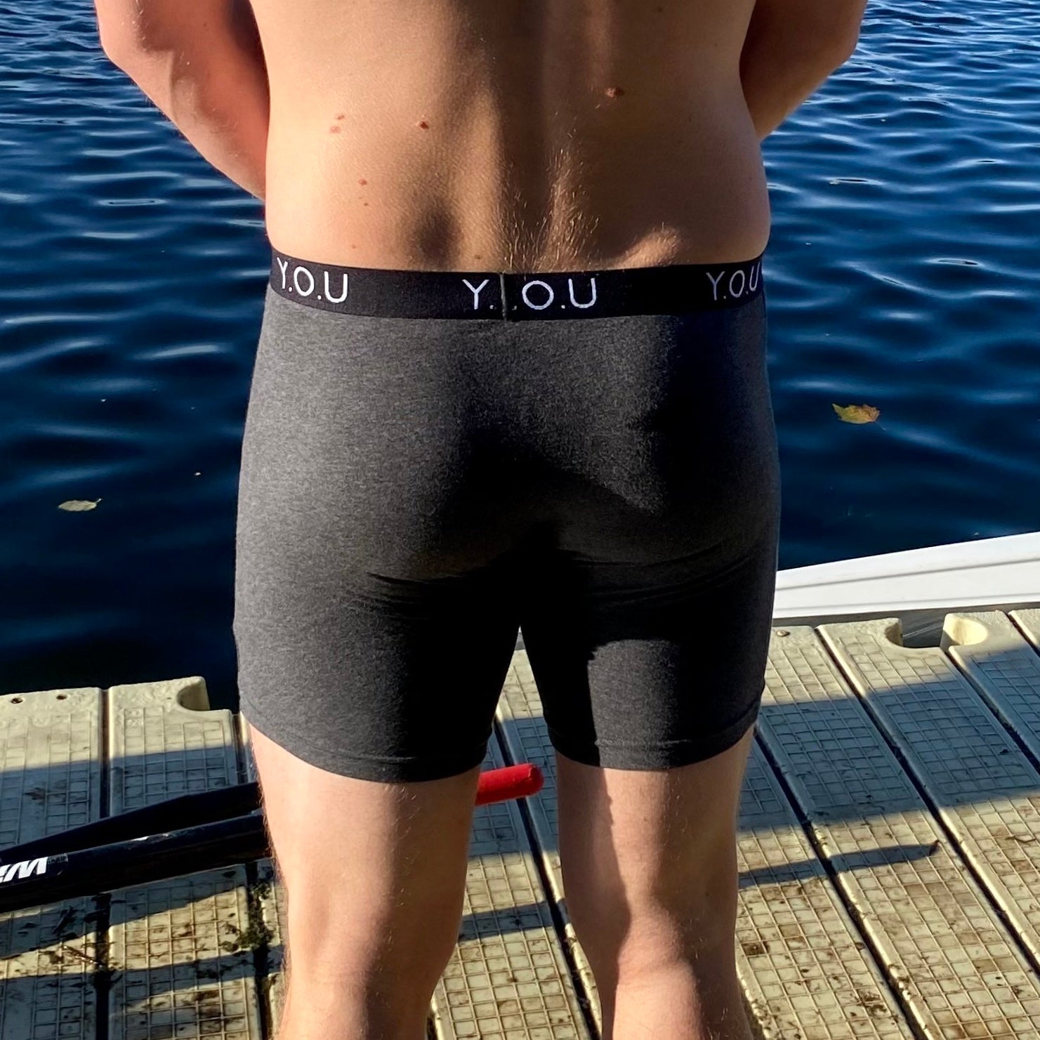 Men's organic cotton longer - leg trunks in dark grey (charcoal grey) - Y.O.U underwear