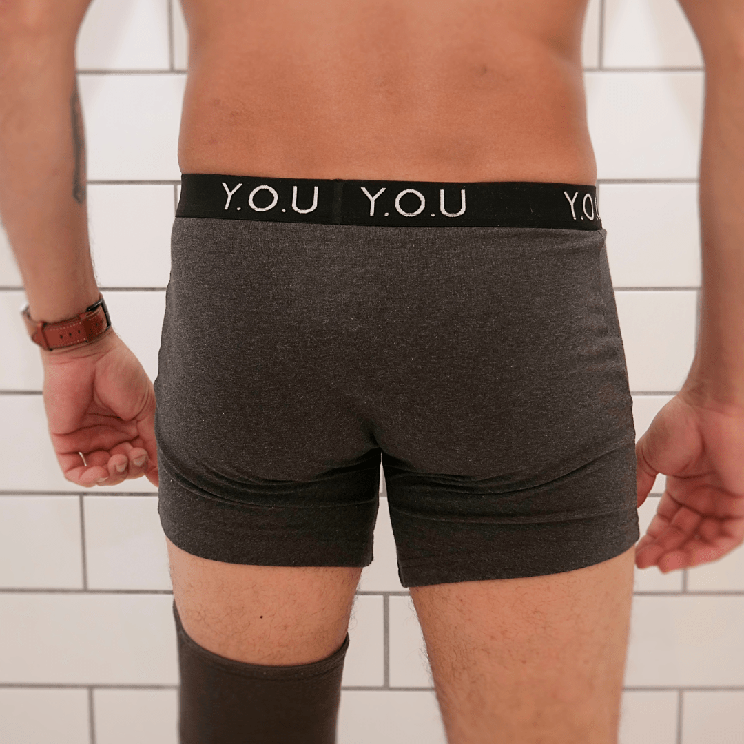 Men’s organic cotton mid - length trunks in dark grey (charcoal grey) - Y.O.U underwear