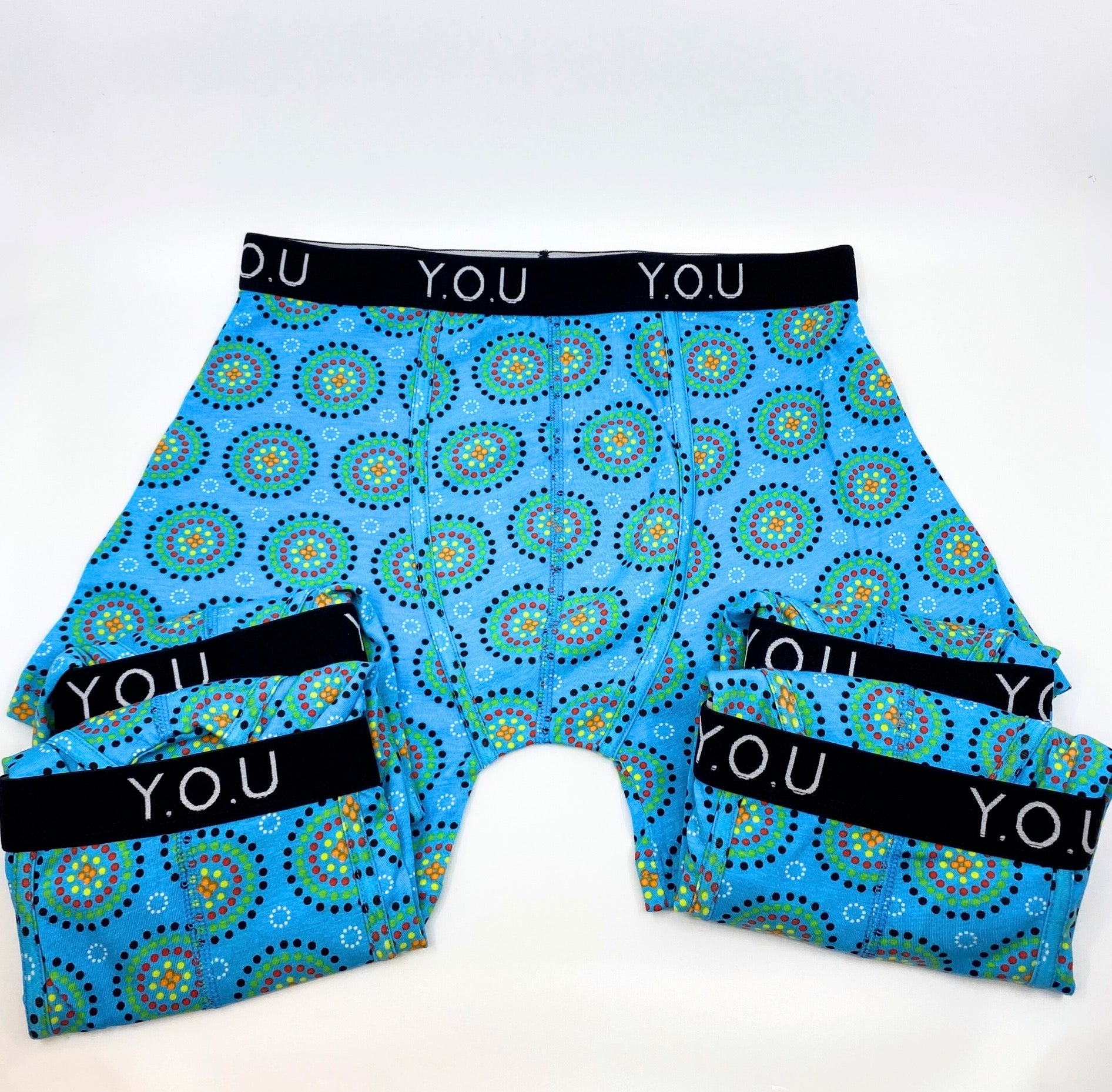 Men's Organic Cotton Mid - Length Trunks in Mara prints - pack of 5 - Y.O.U underwear