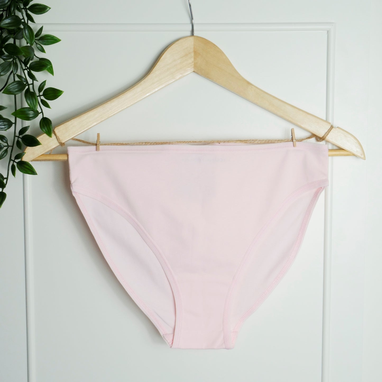 Women's organic cotton matching bralette and mid-rise bikini set - Light Pink