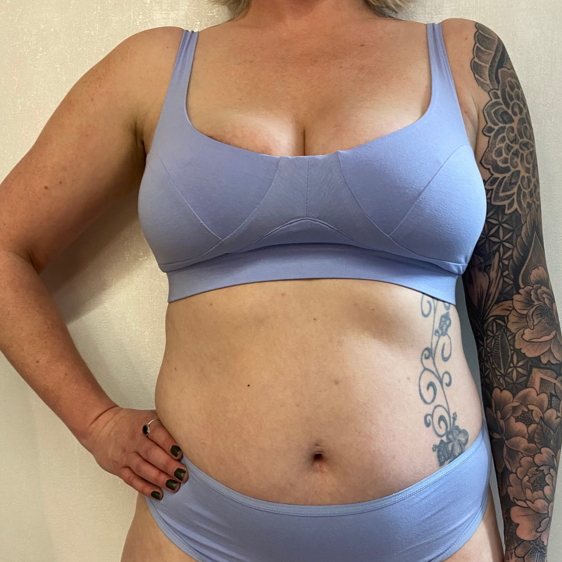 Women's organic cotton bra in light blue - more supportive style