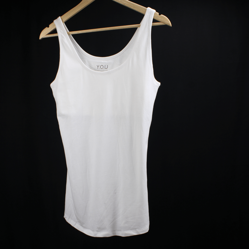 Organic cotton vest top - with hidden support - white - Y.O.U underwear