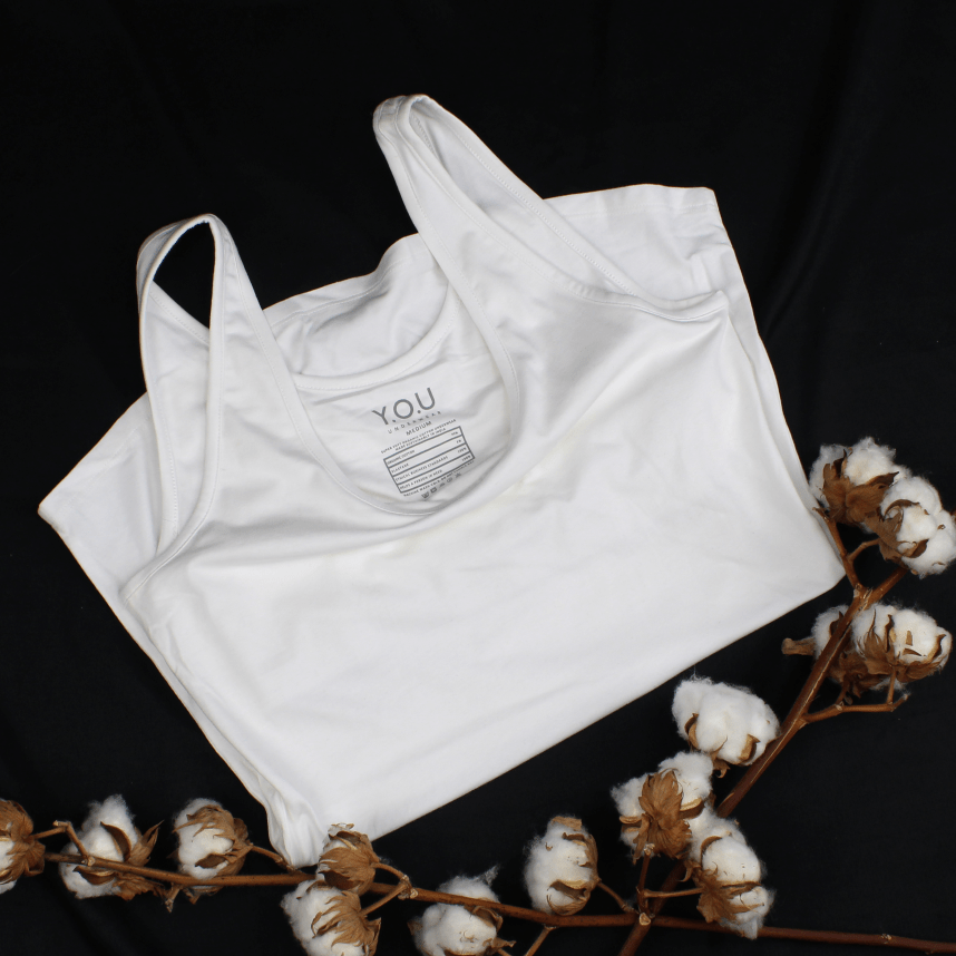 Organic cotton vest top - with hidden support - white - Y.O.U underwear