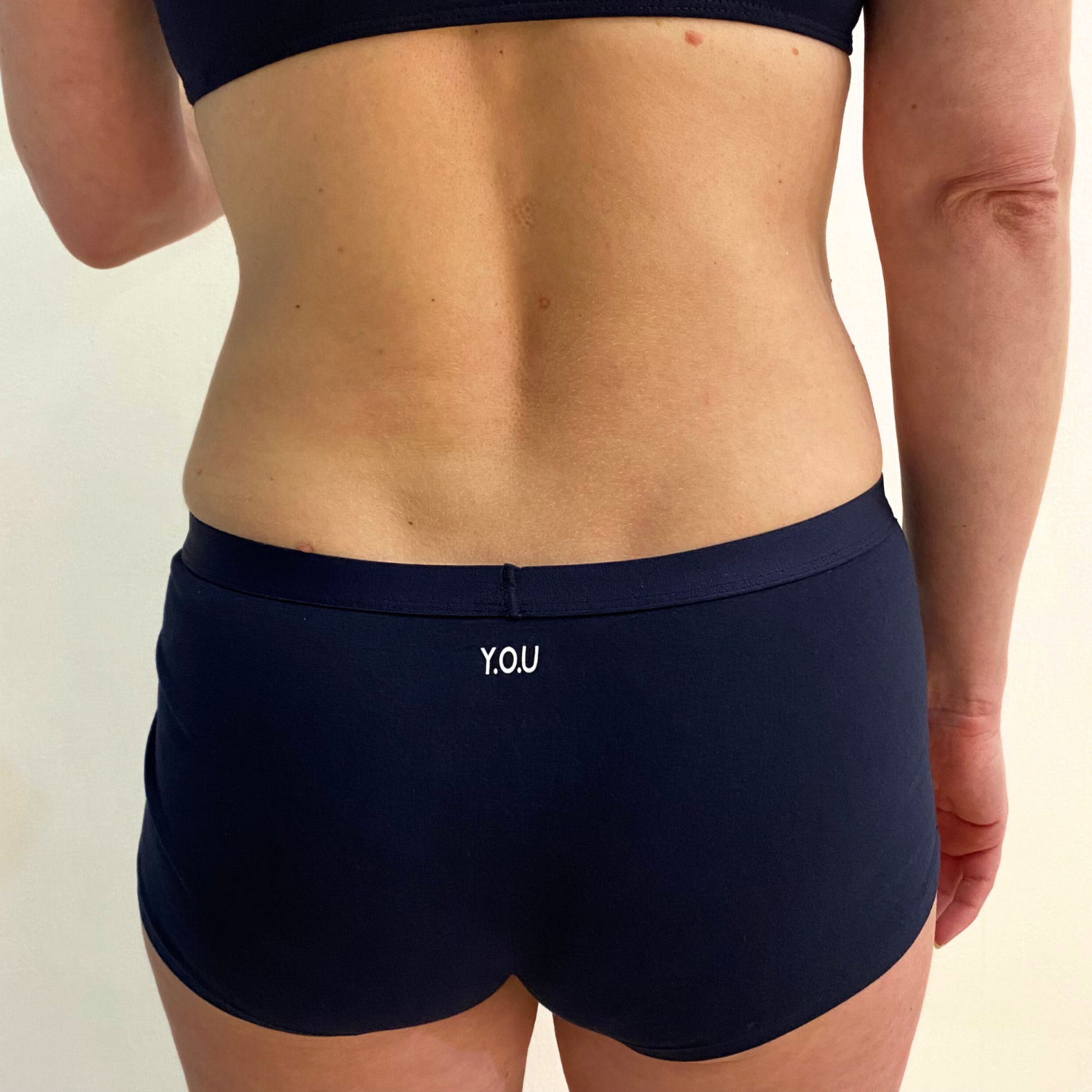 Women's organic cotton boy shorts in navy blue