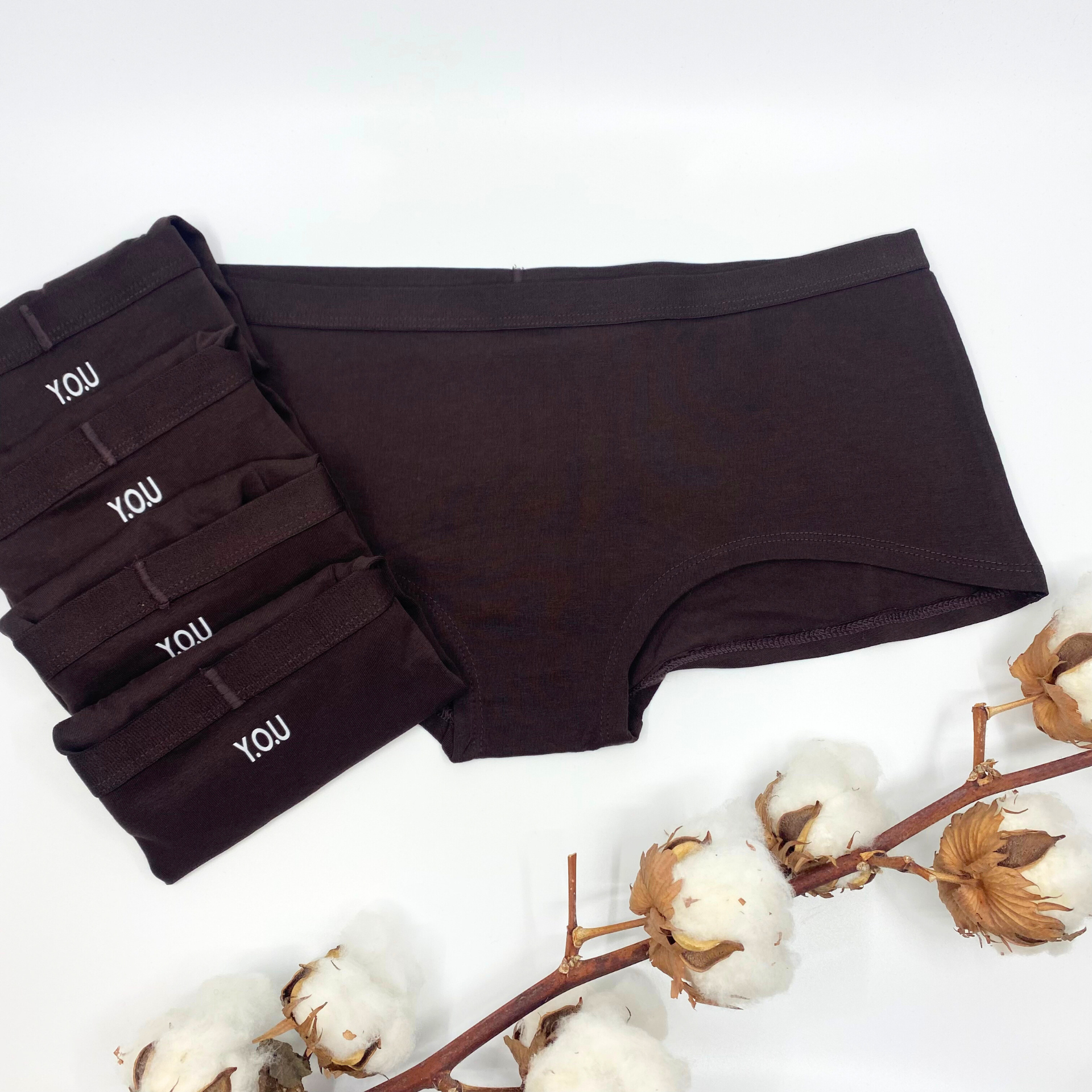 Women's organic cotton boy shorts - pack of 5