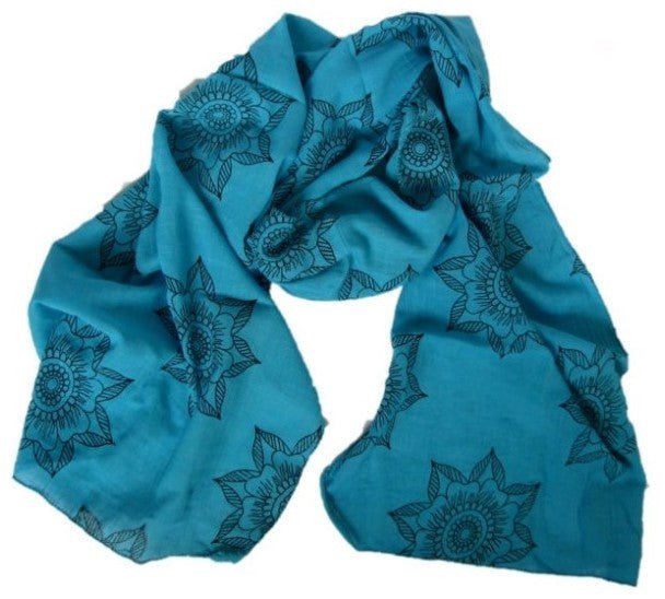Preeti Handwoven Flower Scarf - Turquoise - Where Does It Come From? - Y.O.U underwear