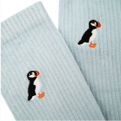 Ribbed Puffin Socks - Bare Kind Bamboo Socks - Save the Puffins