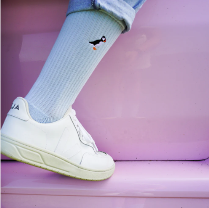 Ribbed Puffin Socks - Bare Kind Bamboo Socks - Save the Puffins