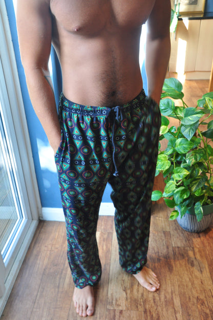 Pyjamas - organic cotton unisex pyjama bottoms - Black Mara design