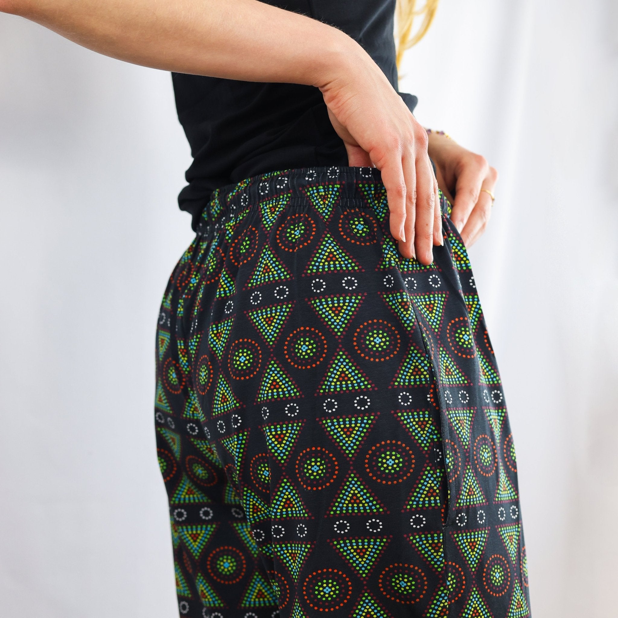 Pyjamas - organic cotton unisex pyjama bottoms - Black Mara design - Y.O.U underwear