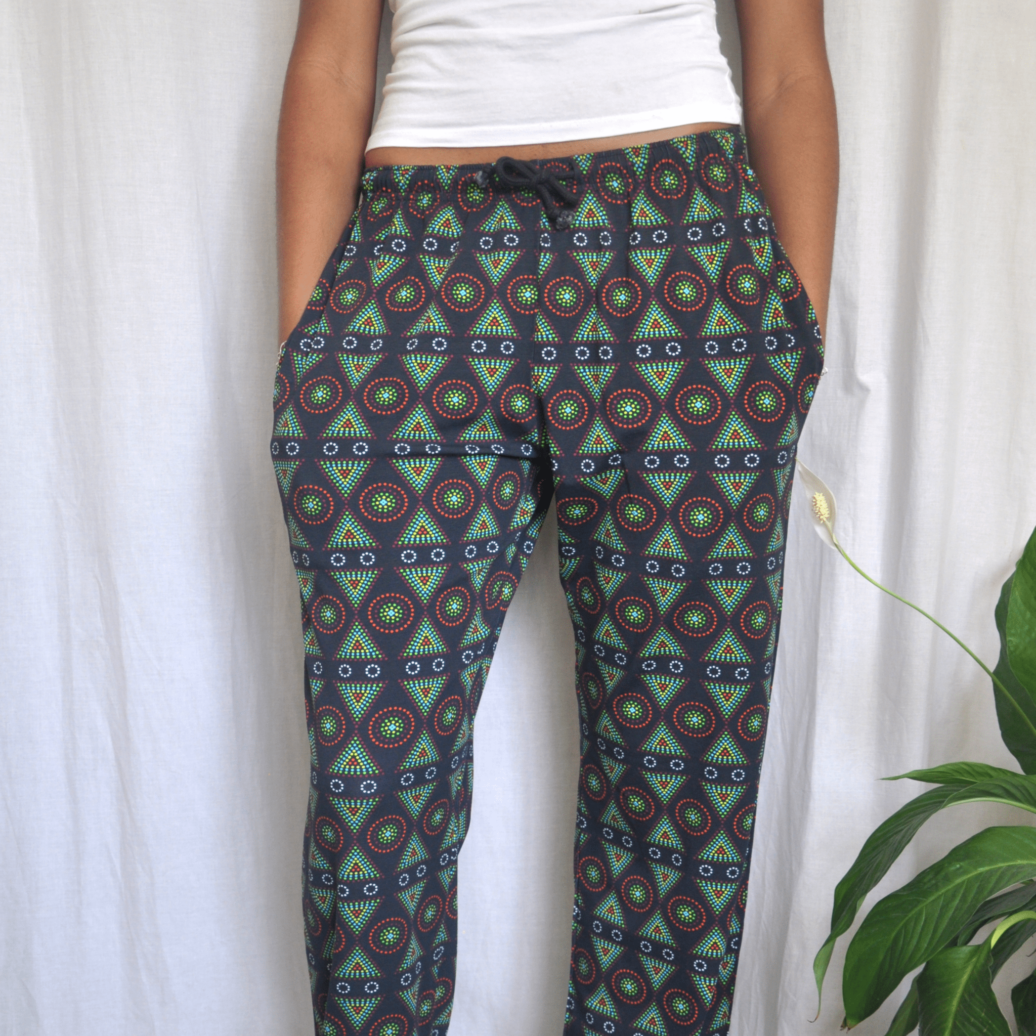 Pyjamas - organic cotton unisex pyjama bottoms - Black Mara design - Y.O.U underwear