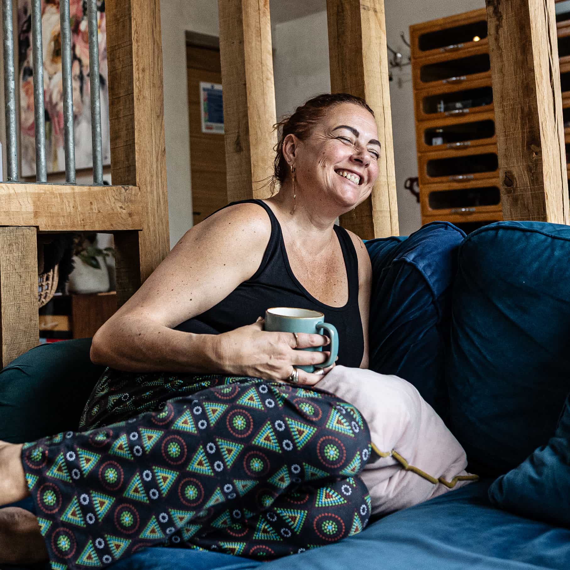 Pyjamas - organic cotton unisex pyjama bottoms - Black Mara design - Y.O.U underwear