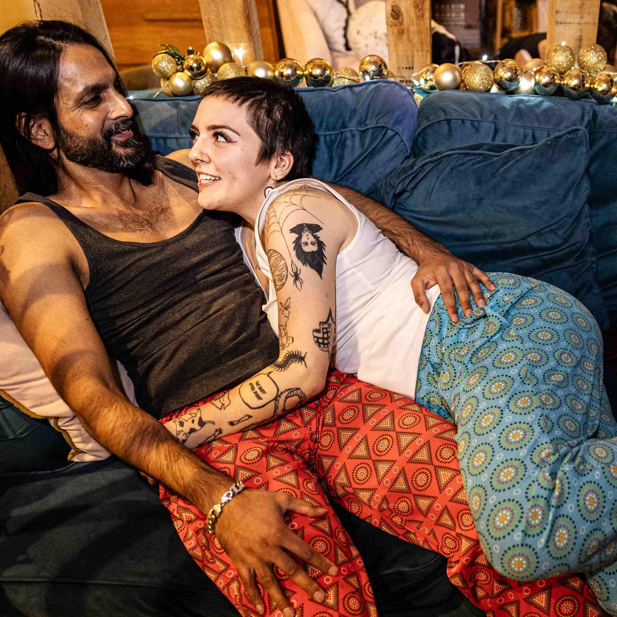 Pyjamas - organic cotton unisex pyjama bottoms - Blue Mara design - Y.O.U underwear