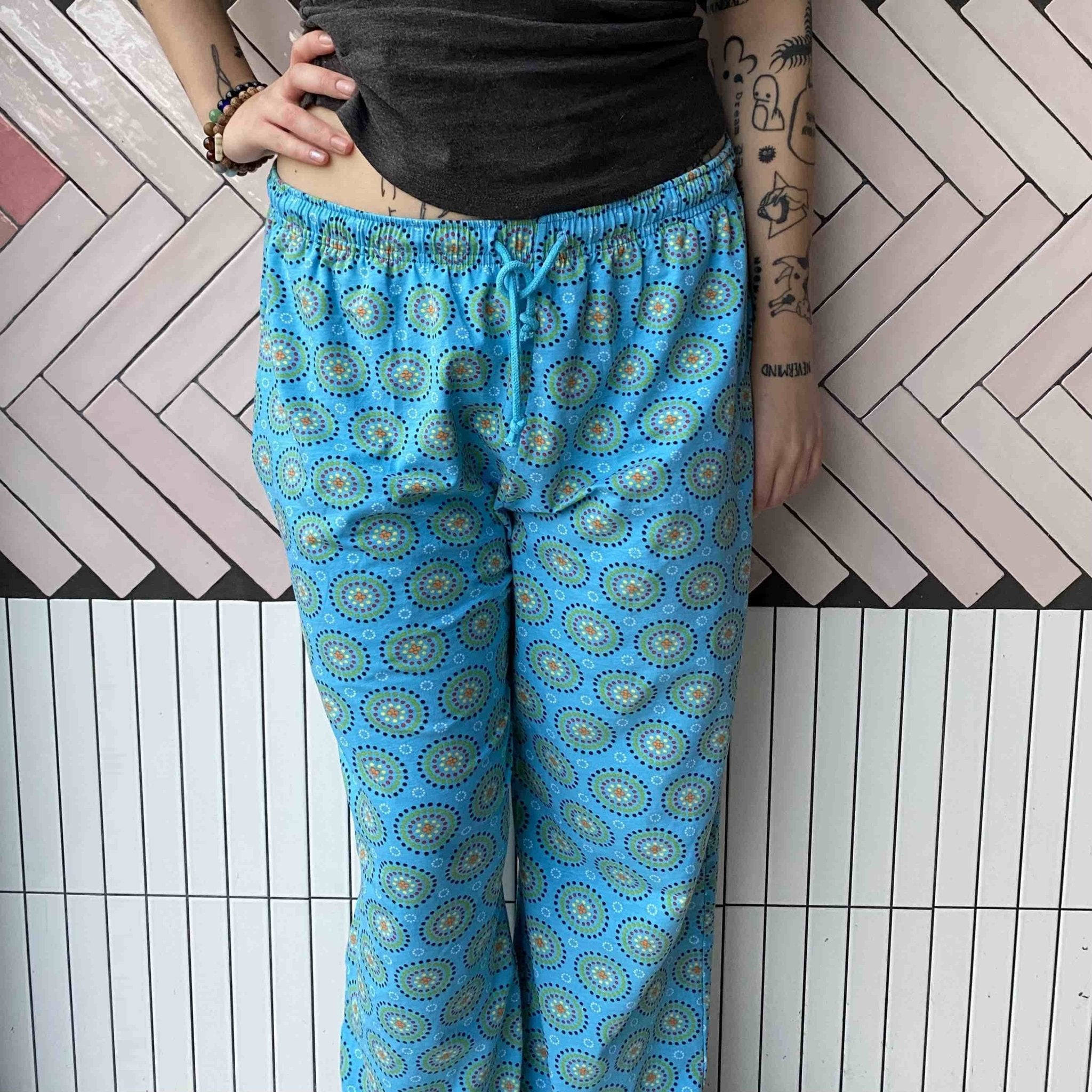 Pyjamas - organic cotton unisex pyjama bottoms - Blue Mara design - Y.O.U underwear