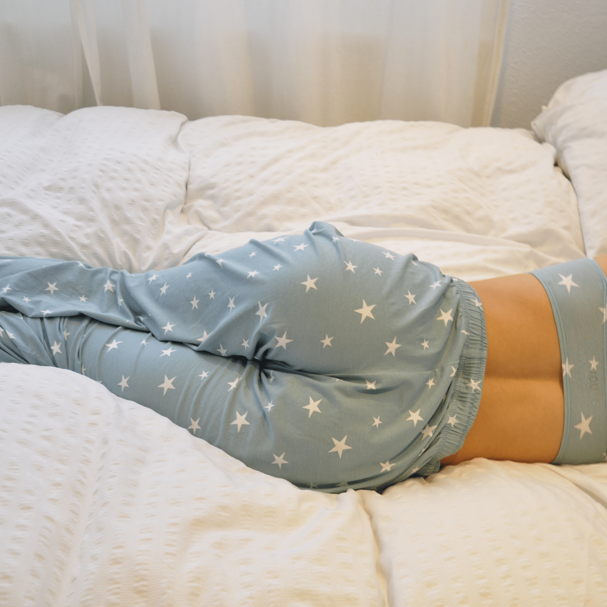 Pyjamas - organic cotton unisex pyjama bottoms - blue stars pattern - Y.O.U underwear