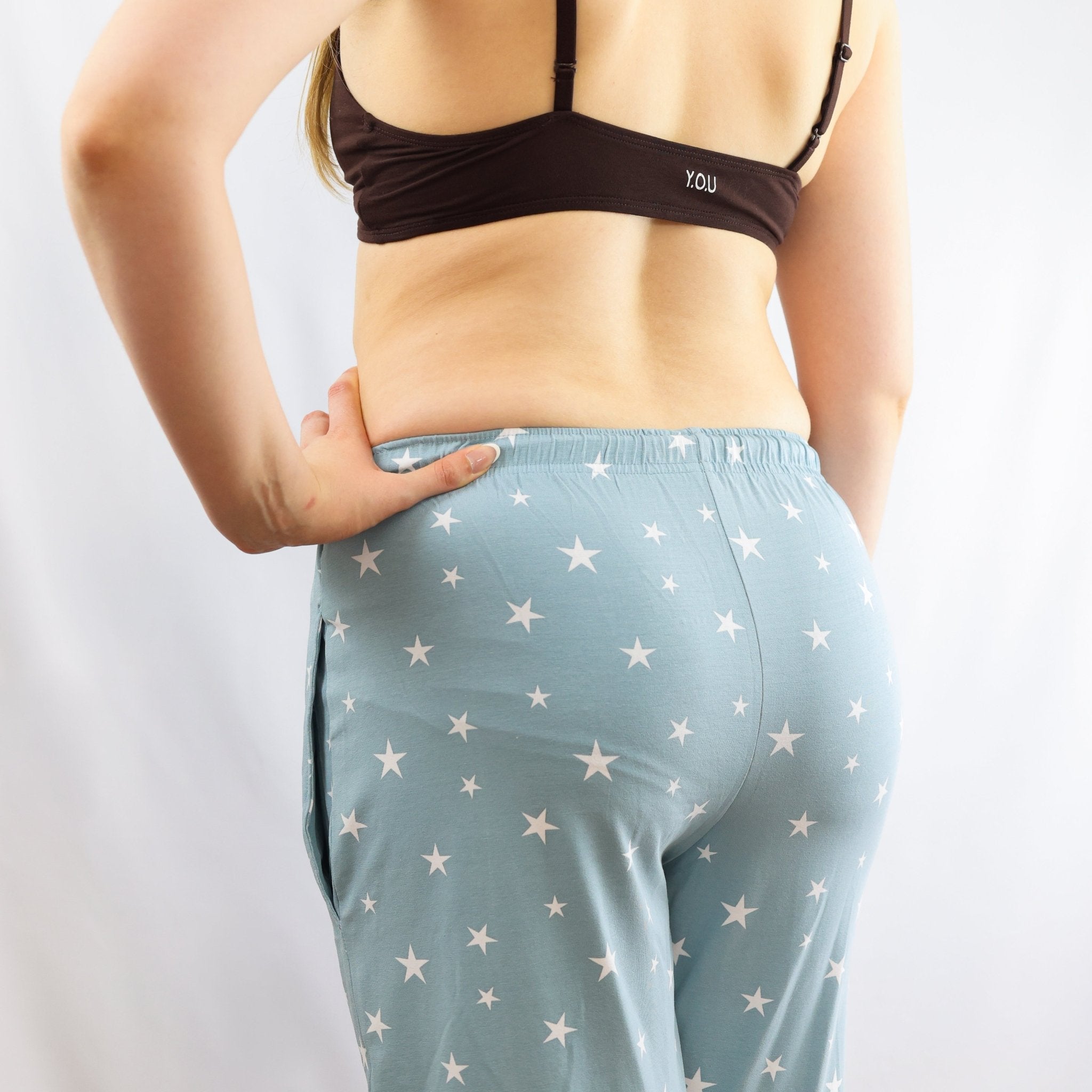 Pyjamas - organic cotton unisex pyjama bottoms - blue stars pattern - Y.O.U underwear