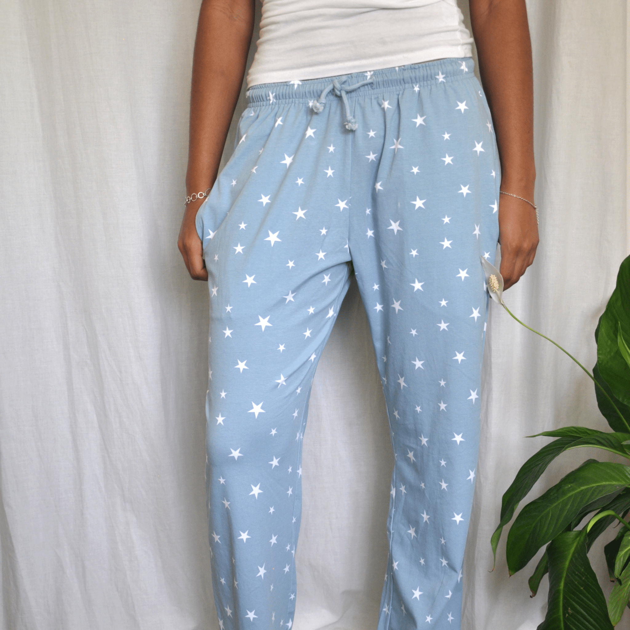 Pyjamas - organic cotton unisex pyjama bottoms - blue stars pattern - Y.O.U underwear