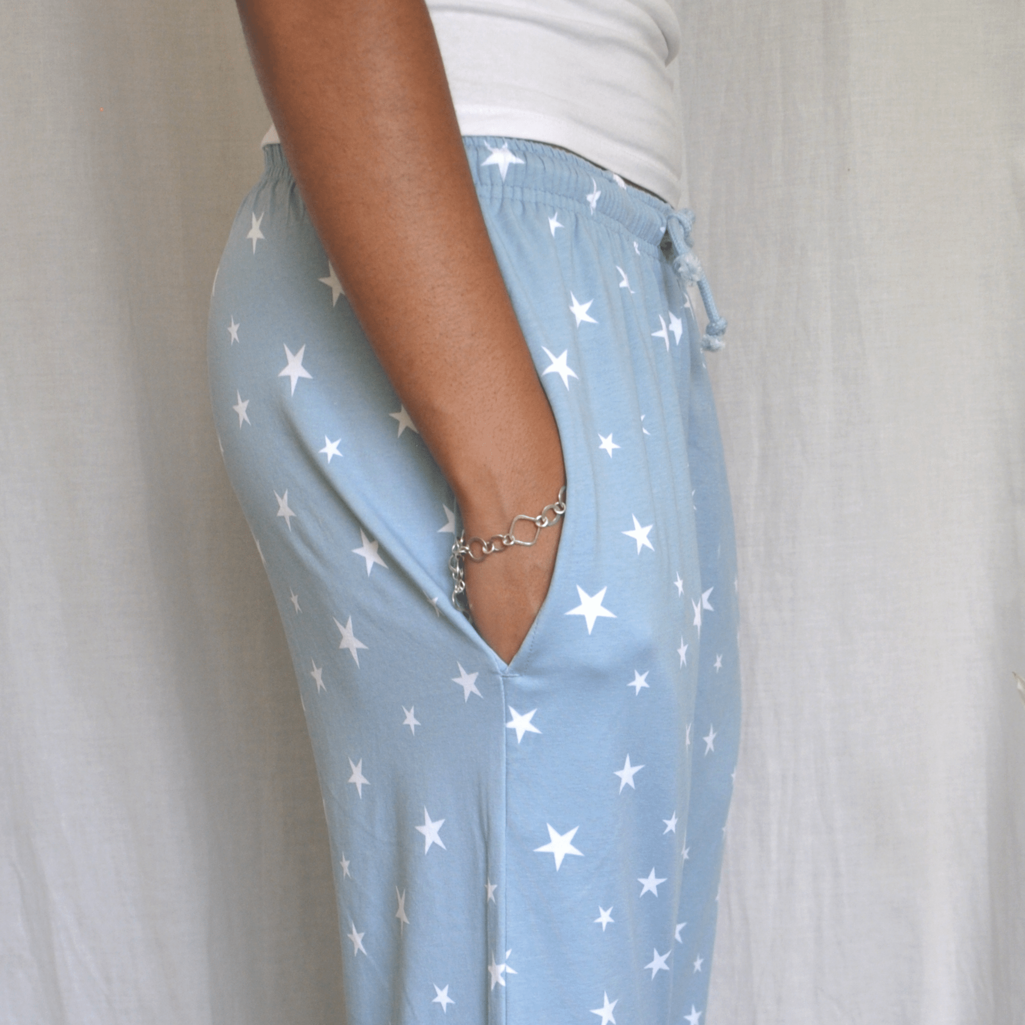 Pyjamas - organic cotton unisex pyjama bottoms - blue stars pattern - Y.O.U underwear