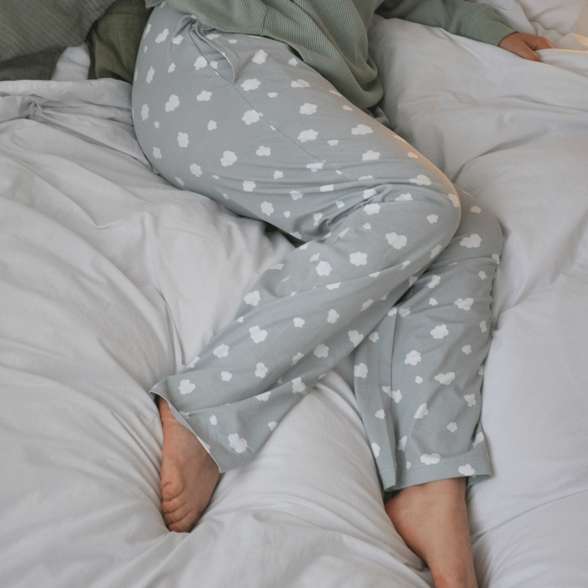 Pyjamas - organic cotton unisex pyjama bottoms - grey clouds pattern - Y.O.U underwear