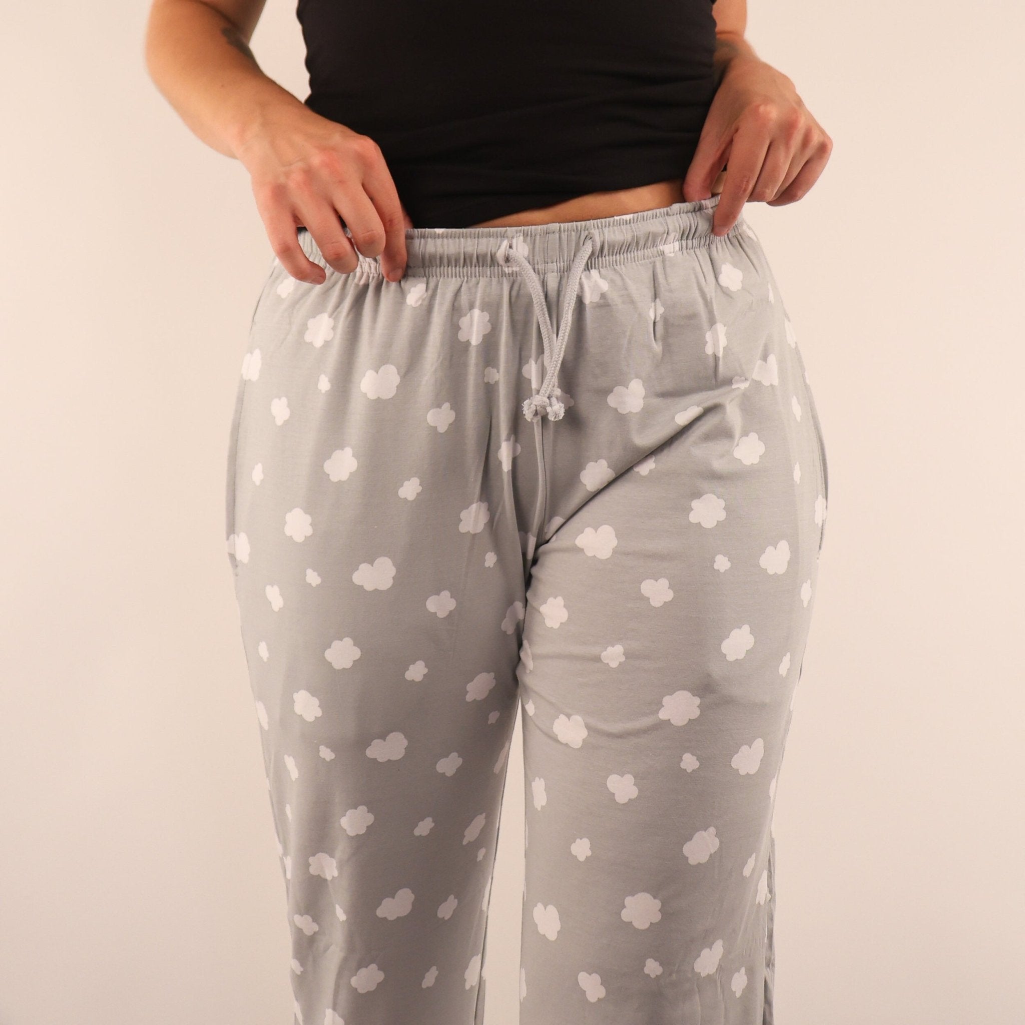 Pyjamas - organic cotton unisex pyjama bottoms - grey clouds pattern - Y.O.U underwear
