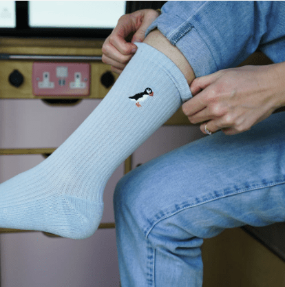 Ribbed Puffin Socks - Bare Kind Bamboo Socks - Save the Puffins - Y.O.U underwear