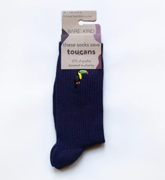 Ribbed Toucan Socks - Bare Kind Bamboo Socks - Save the Toucans - Y.O.U underwear