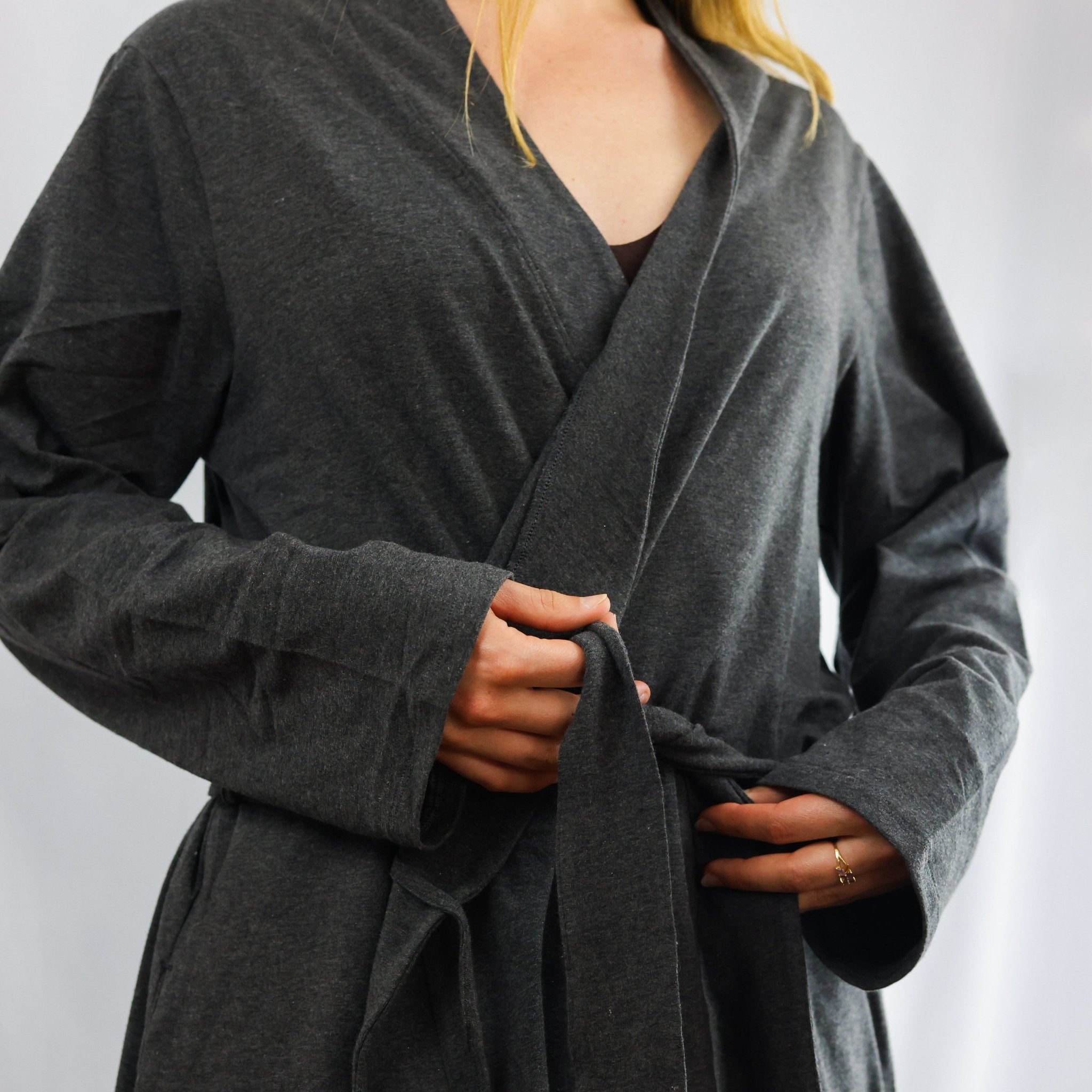 Robe - organic cotton unisex robe - charcoal grey - Y.O.U underwear