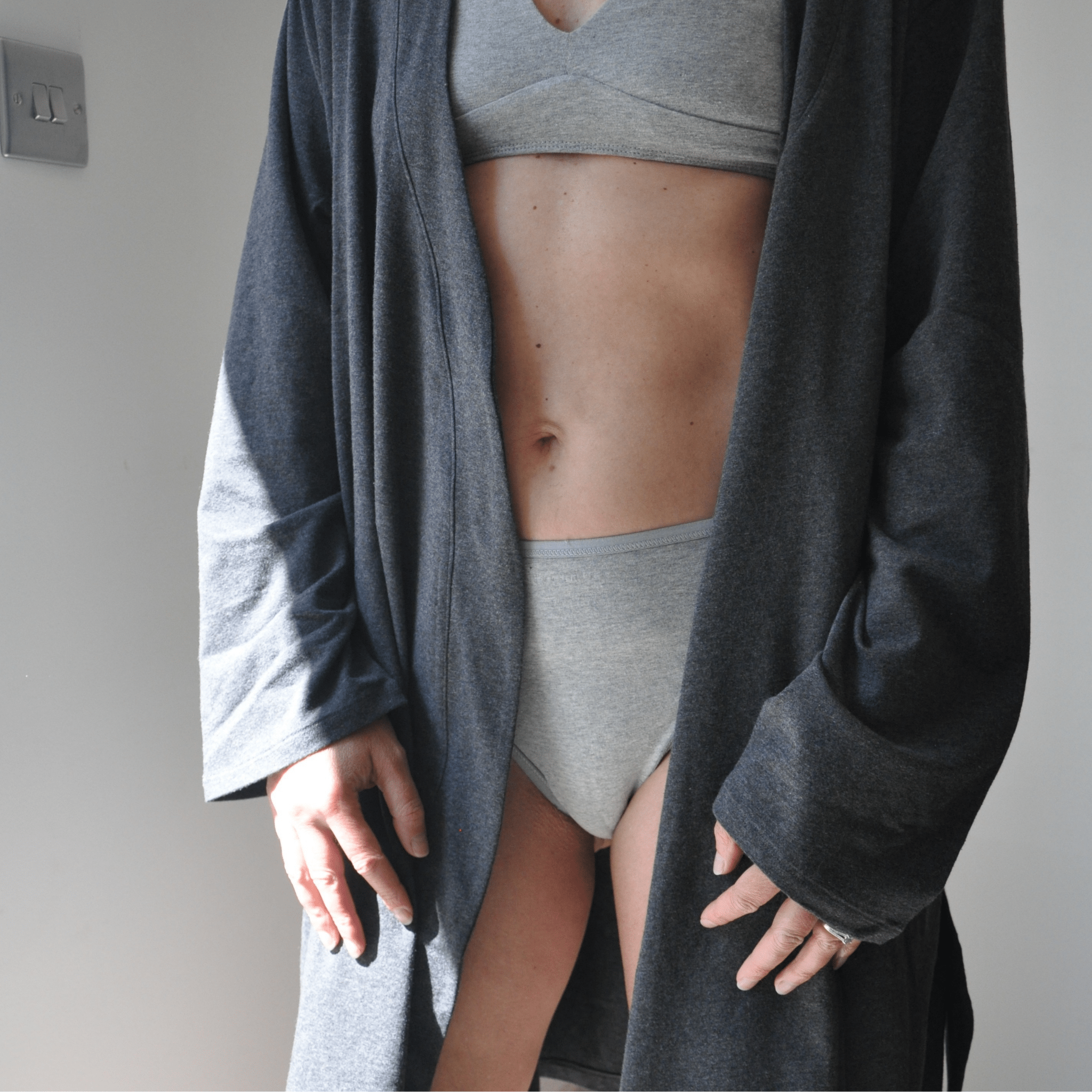 Robe - organic cotton unisex robe - charcoal grey - Y.O.U underwear