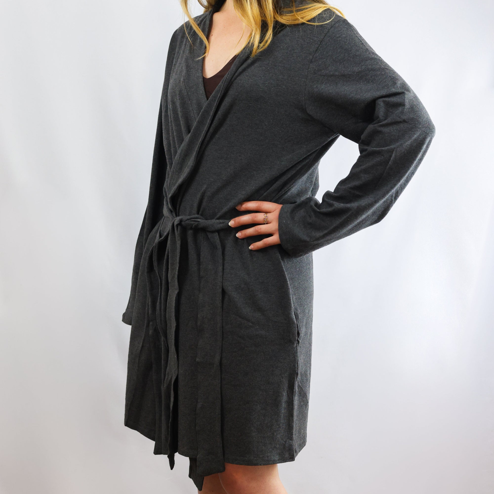 Robe - organic cotton unisex robe - charcoal grey - Y.O.U underwear