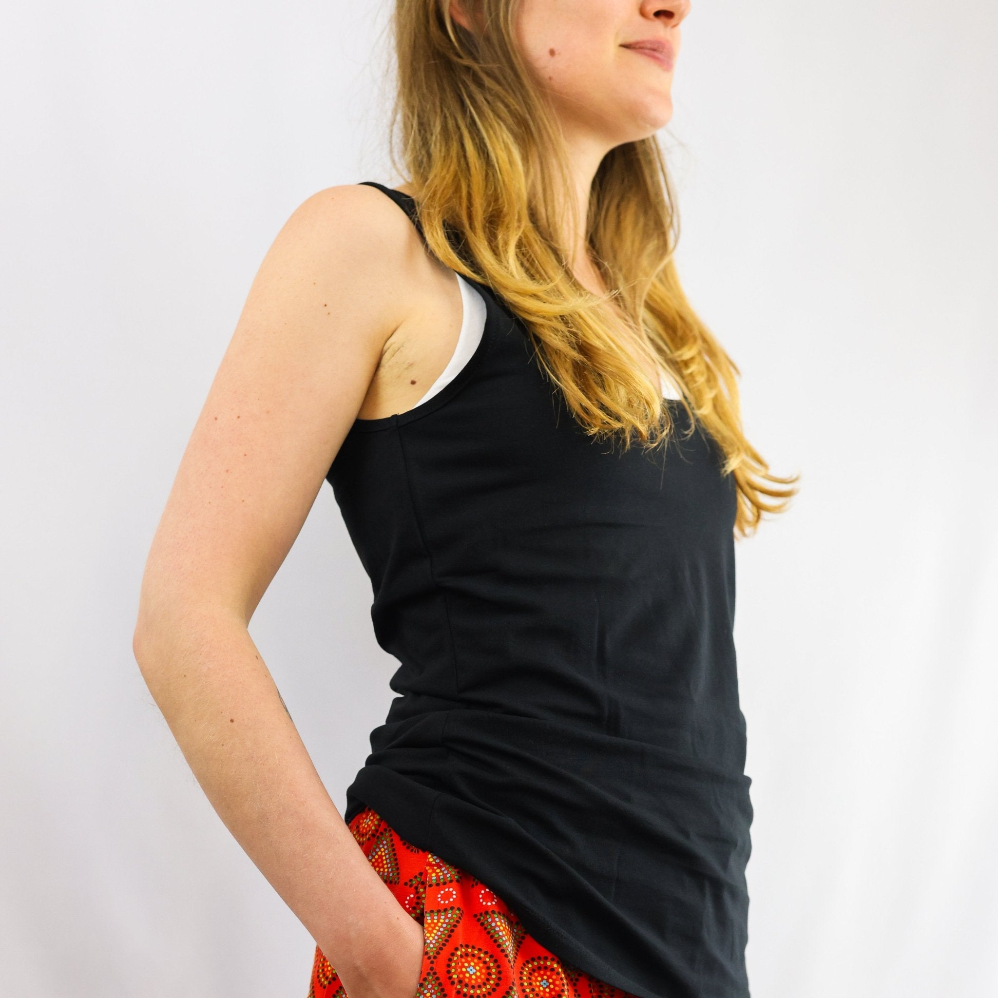 Sample sale - Organic cotton vest top - with hidden support - Black - Y.O.U underwear