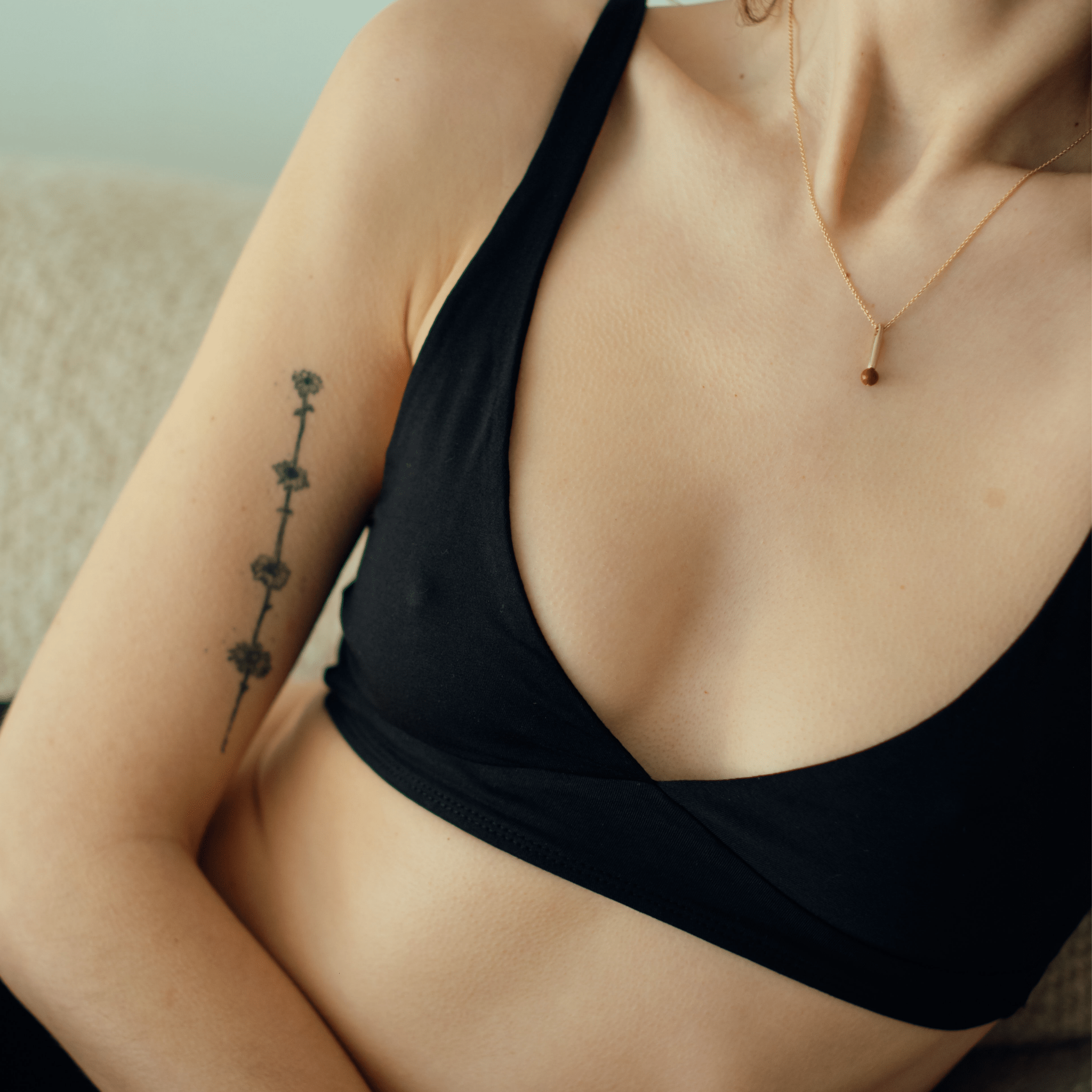 Sample Sale - Women's organic cotton bralette in black - original design - Y.O.U underwear