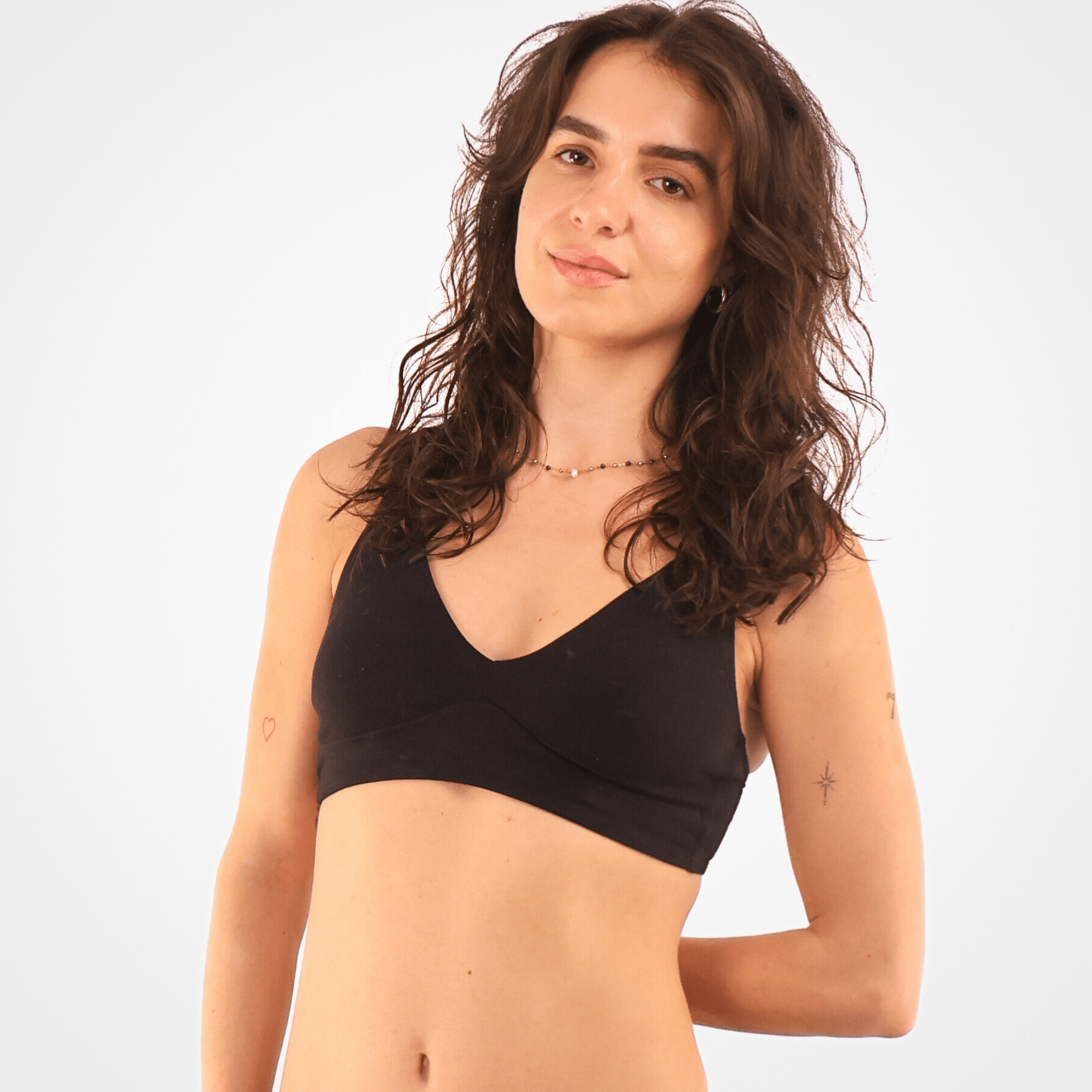 Sample Sale - Women's organic cotton bralette in Black - Washed - Y.O.U underwear