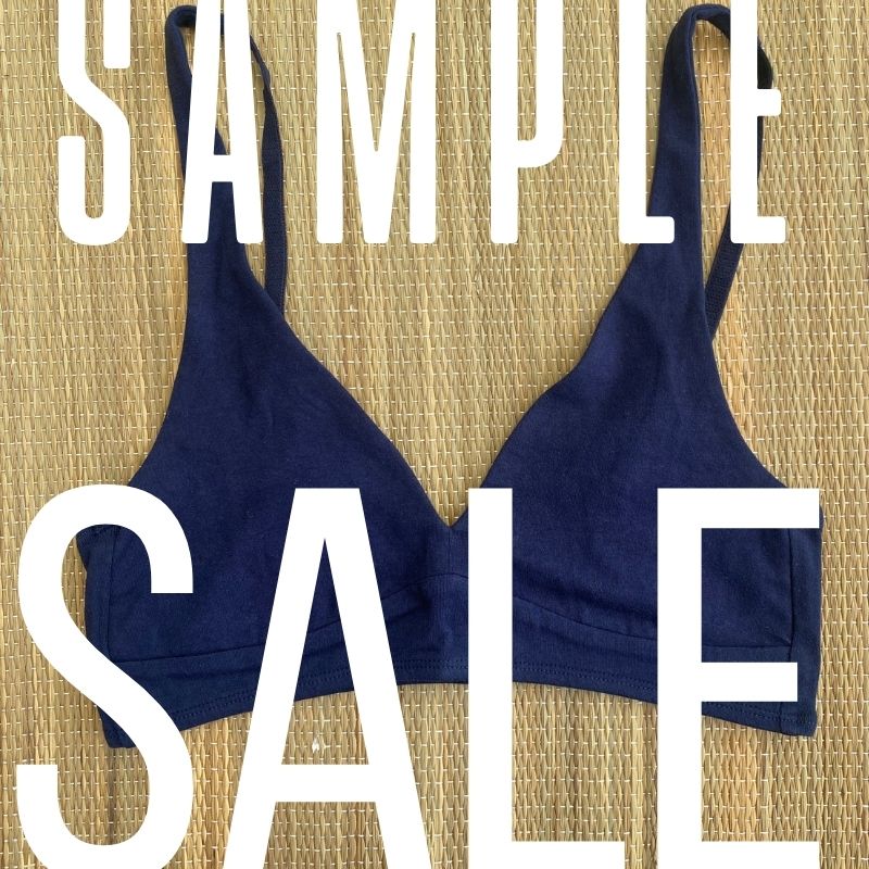 Sample Sale - Women's organic cotton bralette in Navy - Washed - Y.O.U underwear