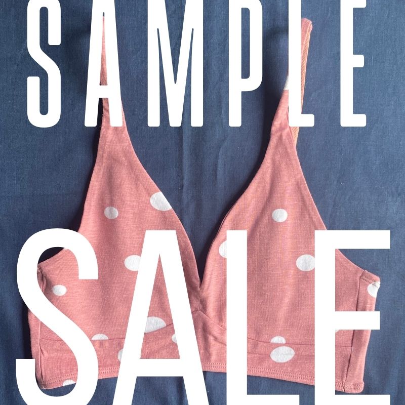 Sample Sale - Women's organic cotton bralette in pink with white dots pattern - Y.O.U underwear