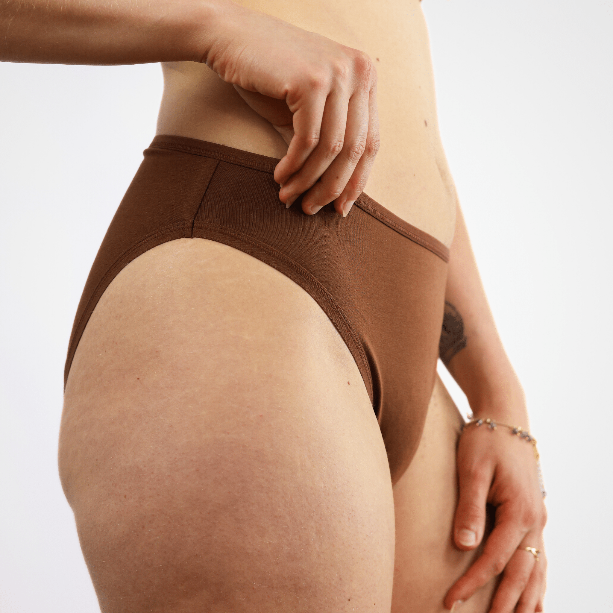 Sample Sale - Women's organic cotton mid - rise bikini bottoms in chestnut - Y.O.U underwear
