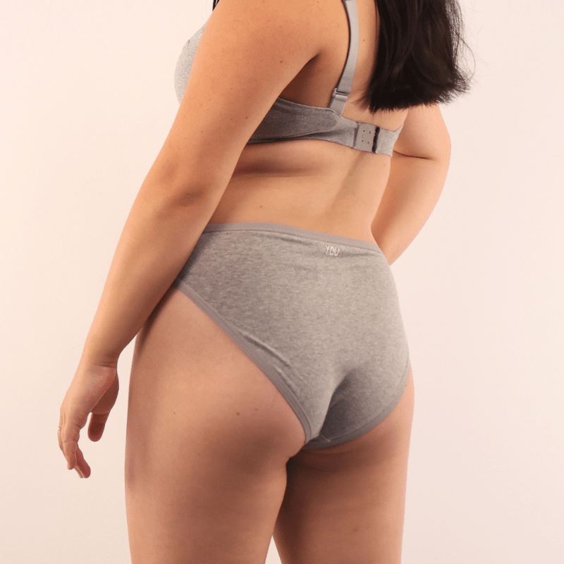 Sample Sale - Women's organic cotton mid - rise bikini bottoms in grey - Y.O.U underwear