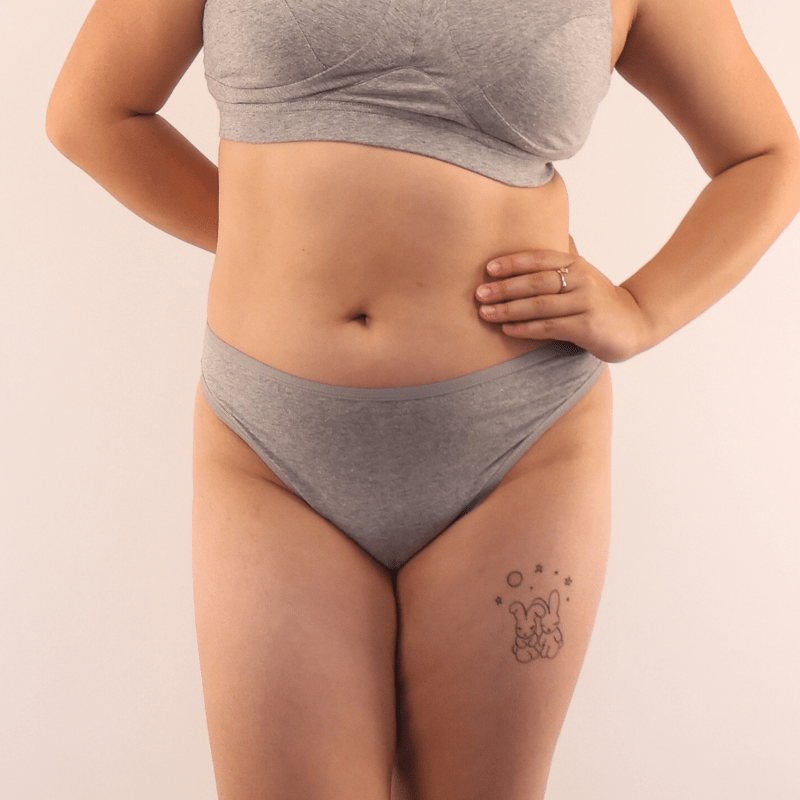 Sample Sale - Women's organic cotton mid - rise bikini bottoms in grey - Y.O.U underwear