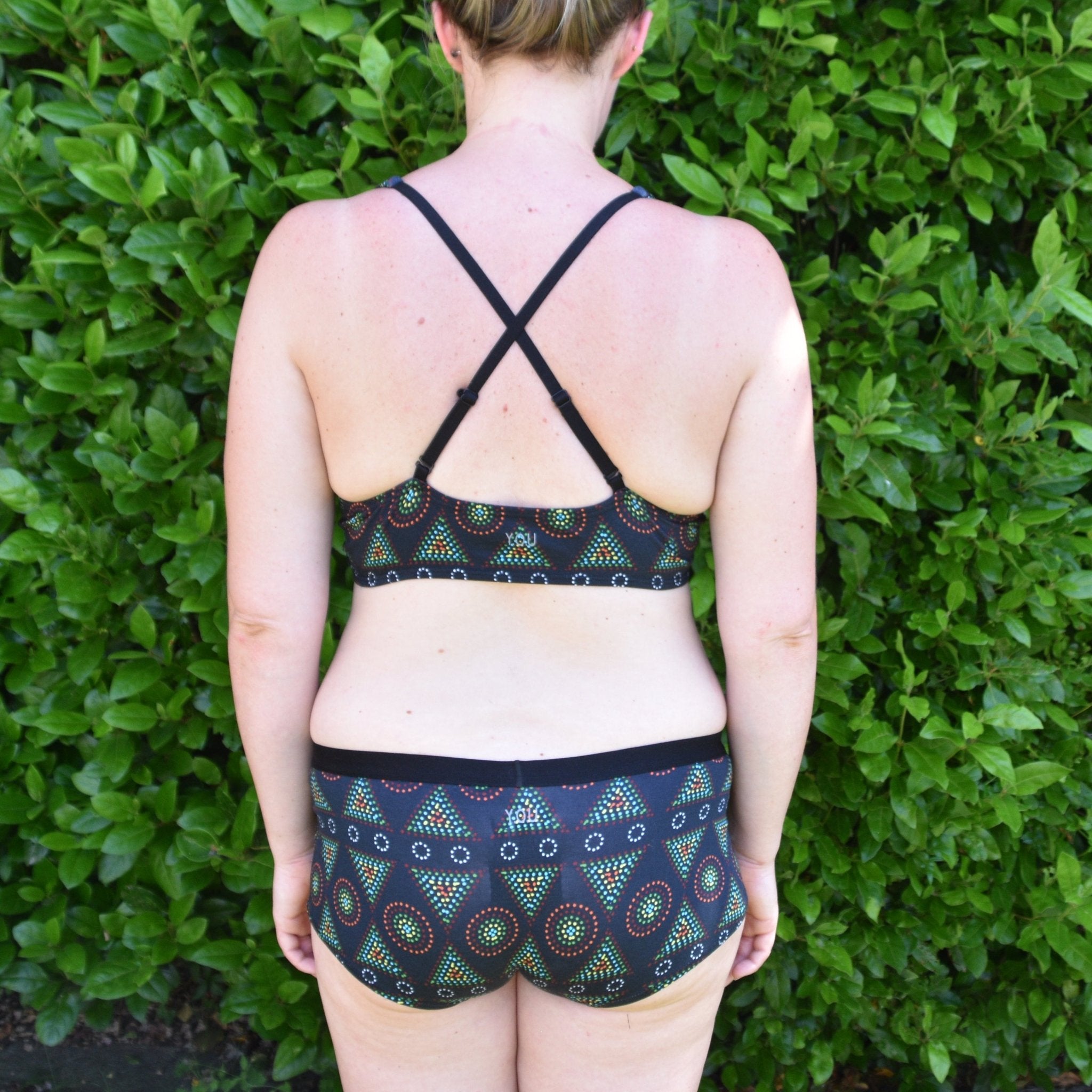 Women's organic cotton boy shorts - Black Mara design - Y.O.U underwear