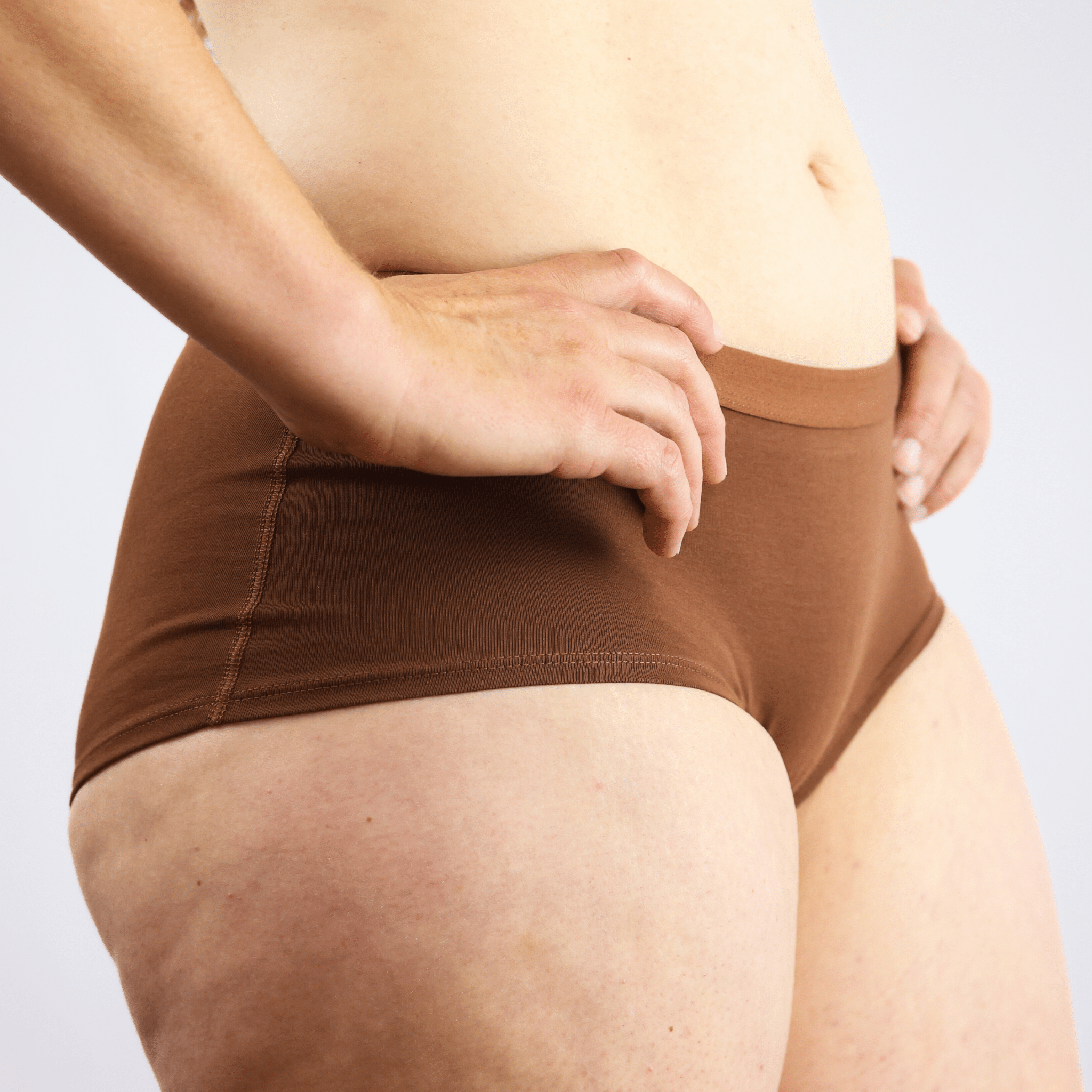 Women's organic cotton boy shorts in chestnut (mid nude) - Y.O.U underwear