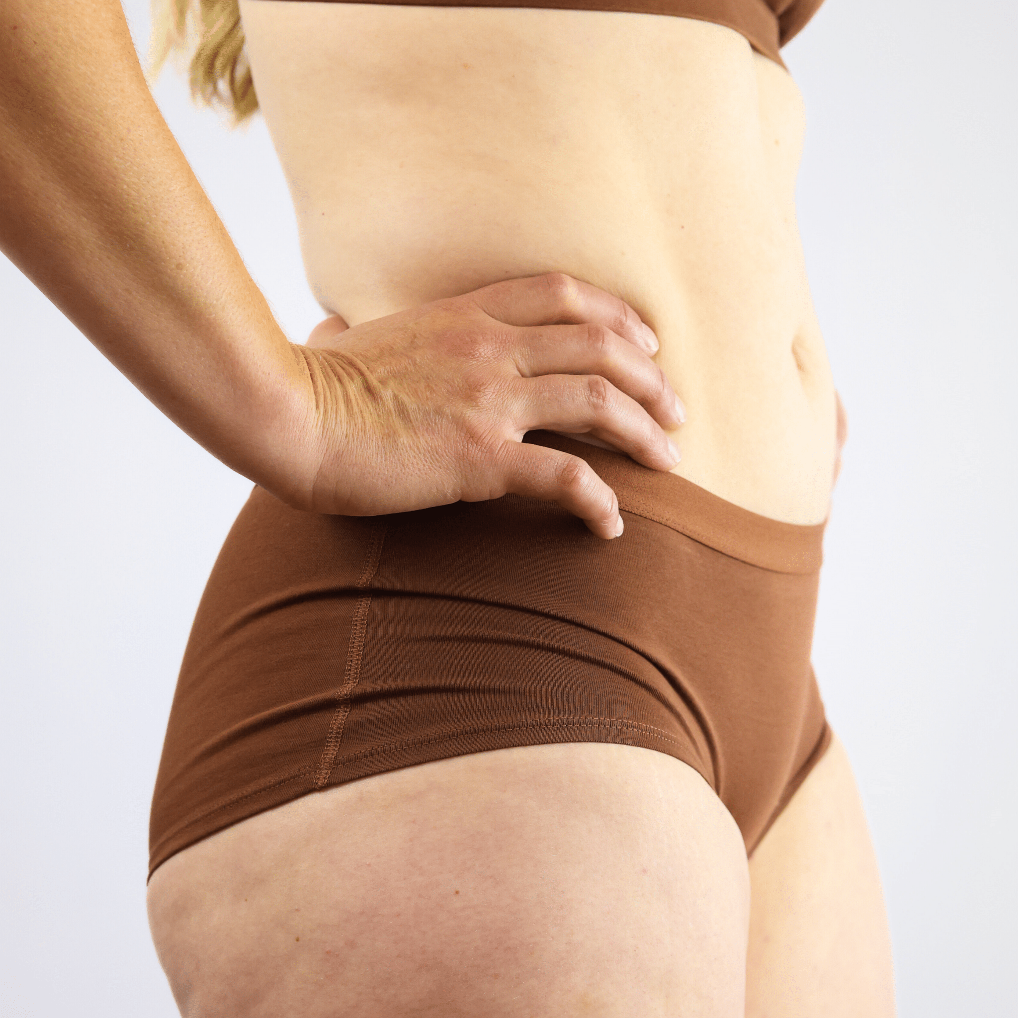 Women's organic cotton boy shorts in chestnut (mid nude) - Y.O.U underwear