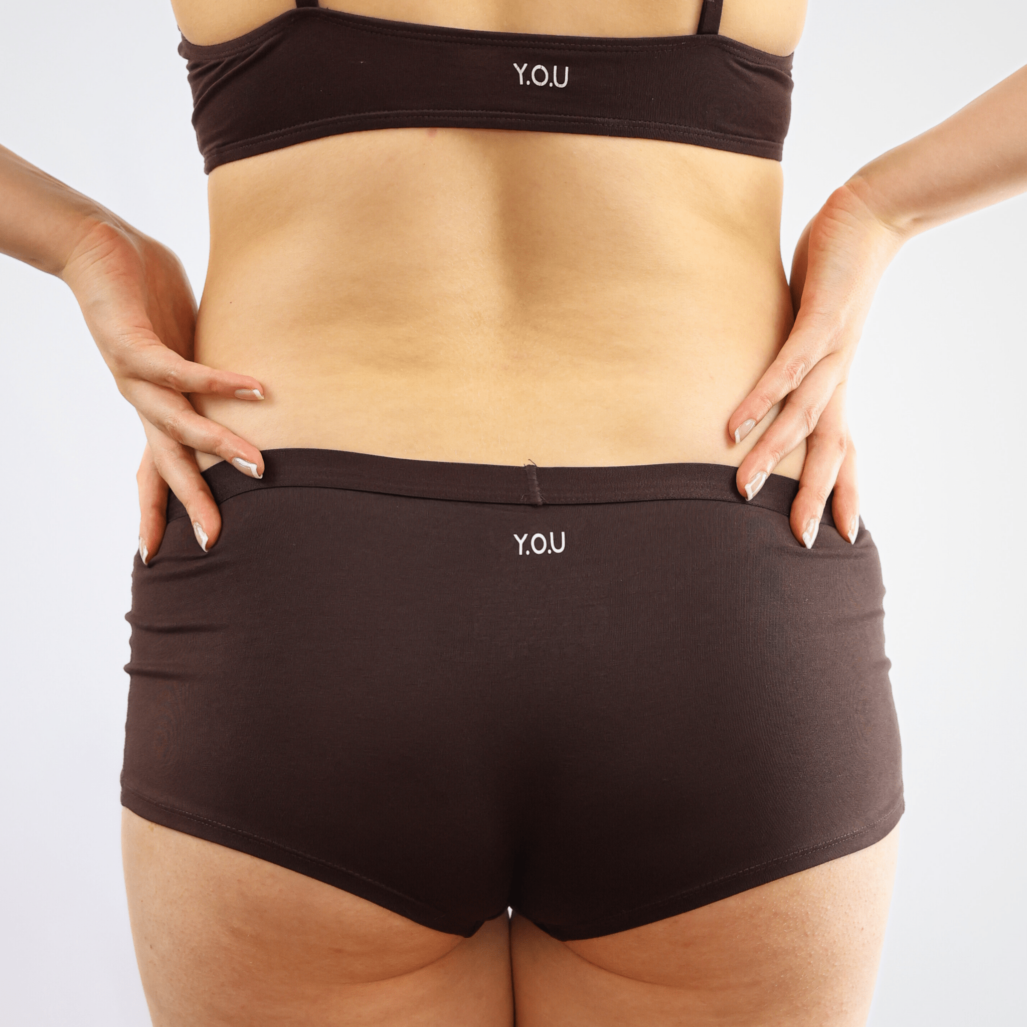Women's organic cotton boy shorts in cocoa (dark nude) - Y.O.U underwear