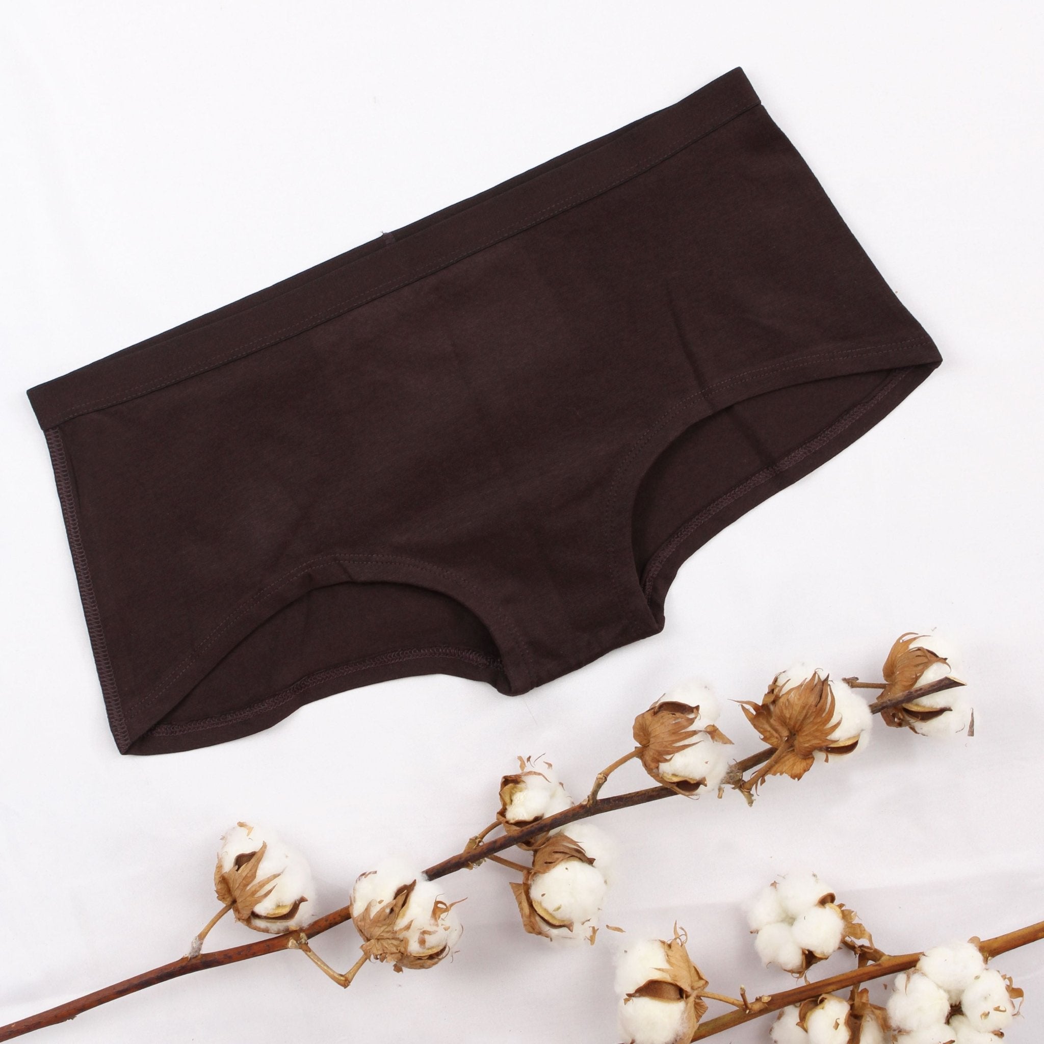 Women's organic cotton boy shorts in cocoa (dark nude) - Y.O.U underwear