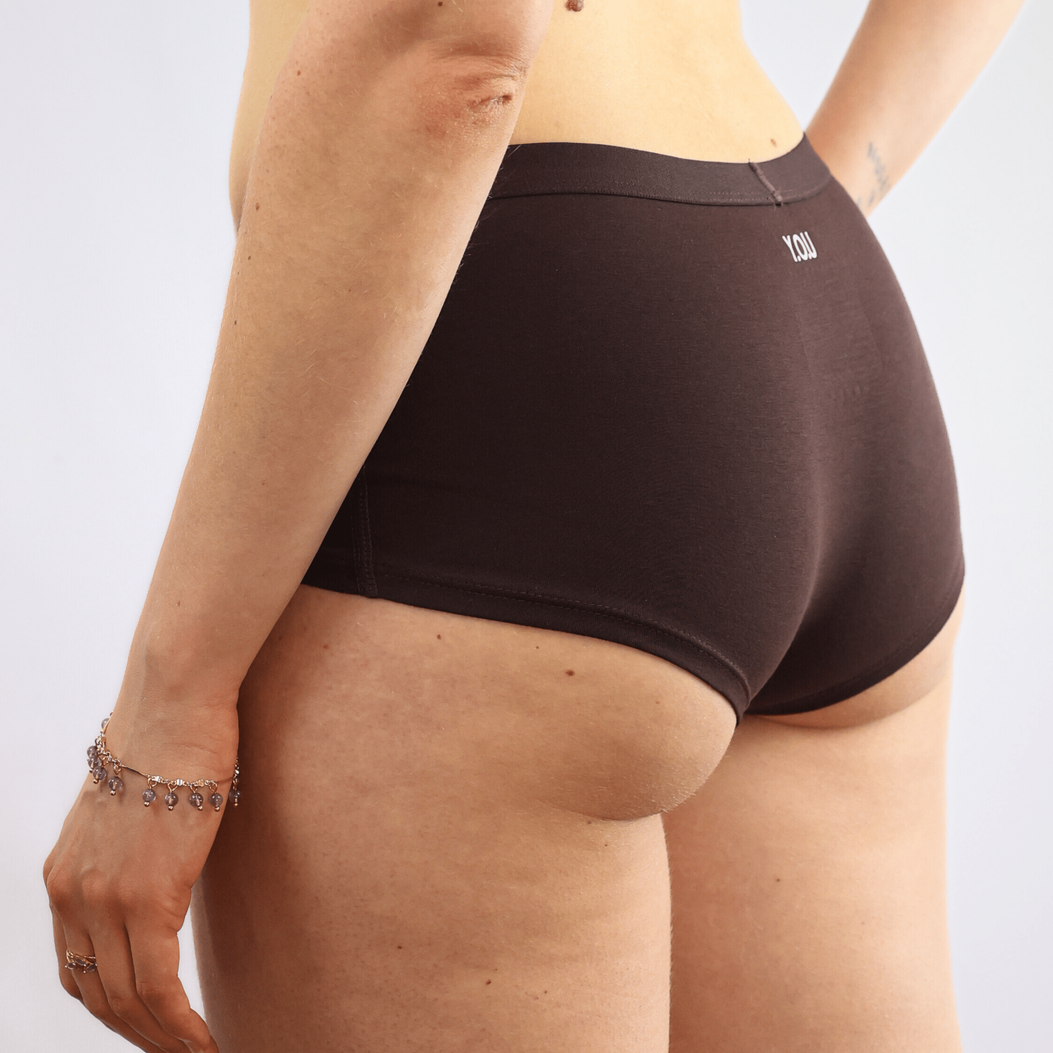 Women's organic cotton boy shorts in cocoa (dark nude) - Y.O.U underwear