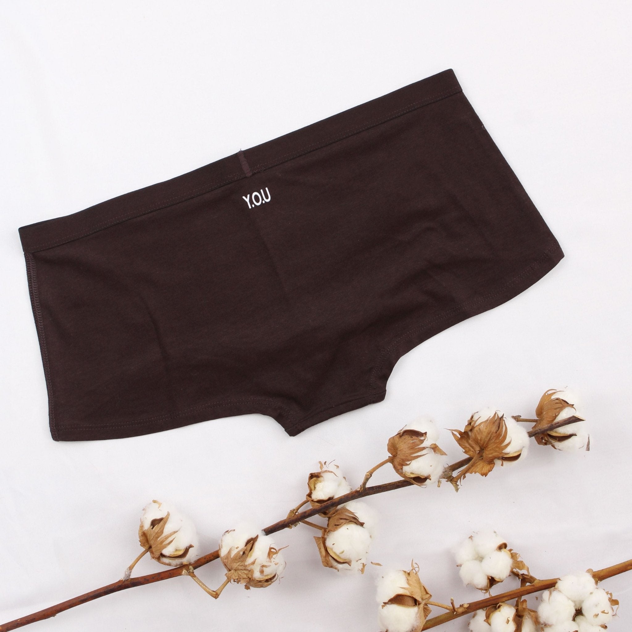 Women's organic cotton boy shorts in cocoa (dark nude) - Y.O.U underwear
