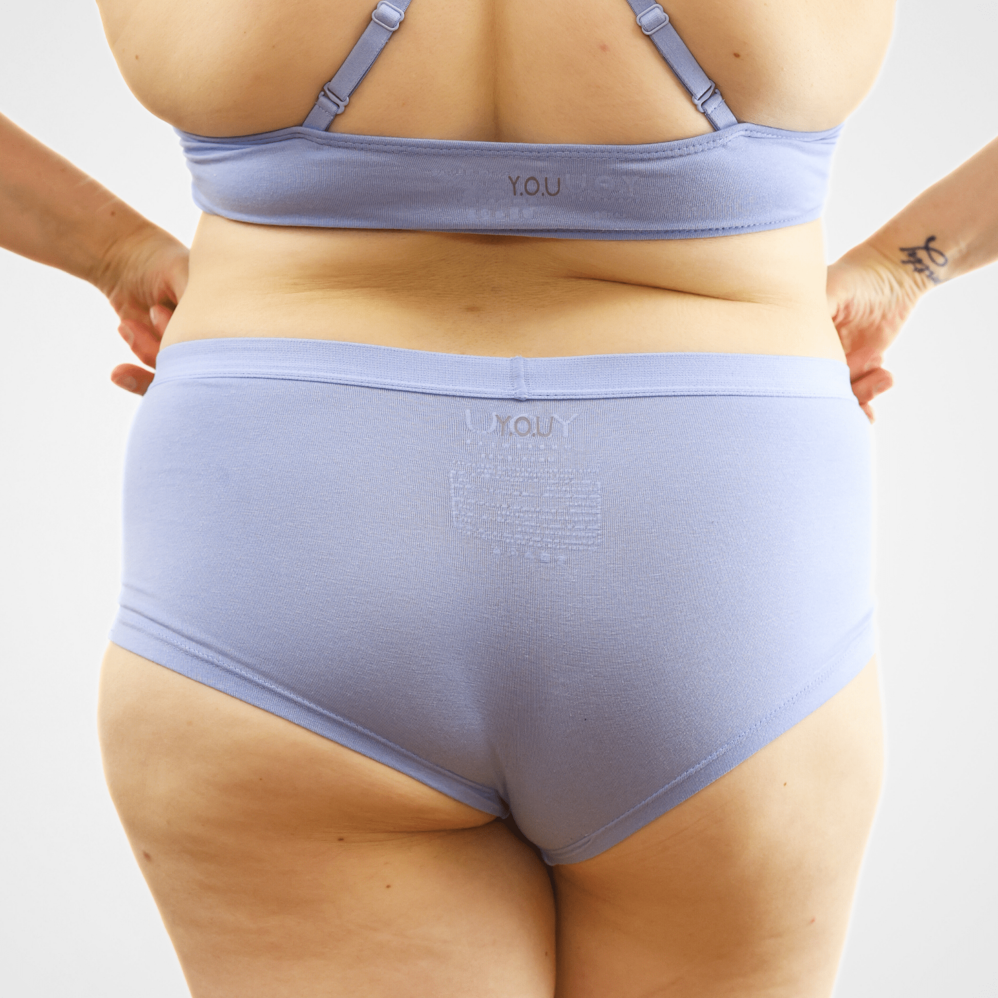 Women's organic cotton boy shorts in light blue - Y.O.U underwear