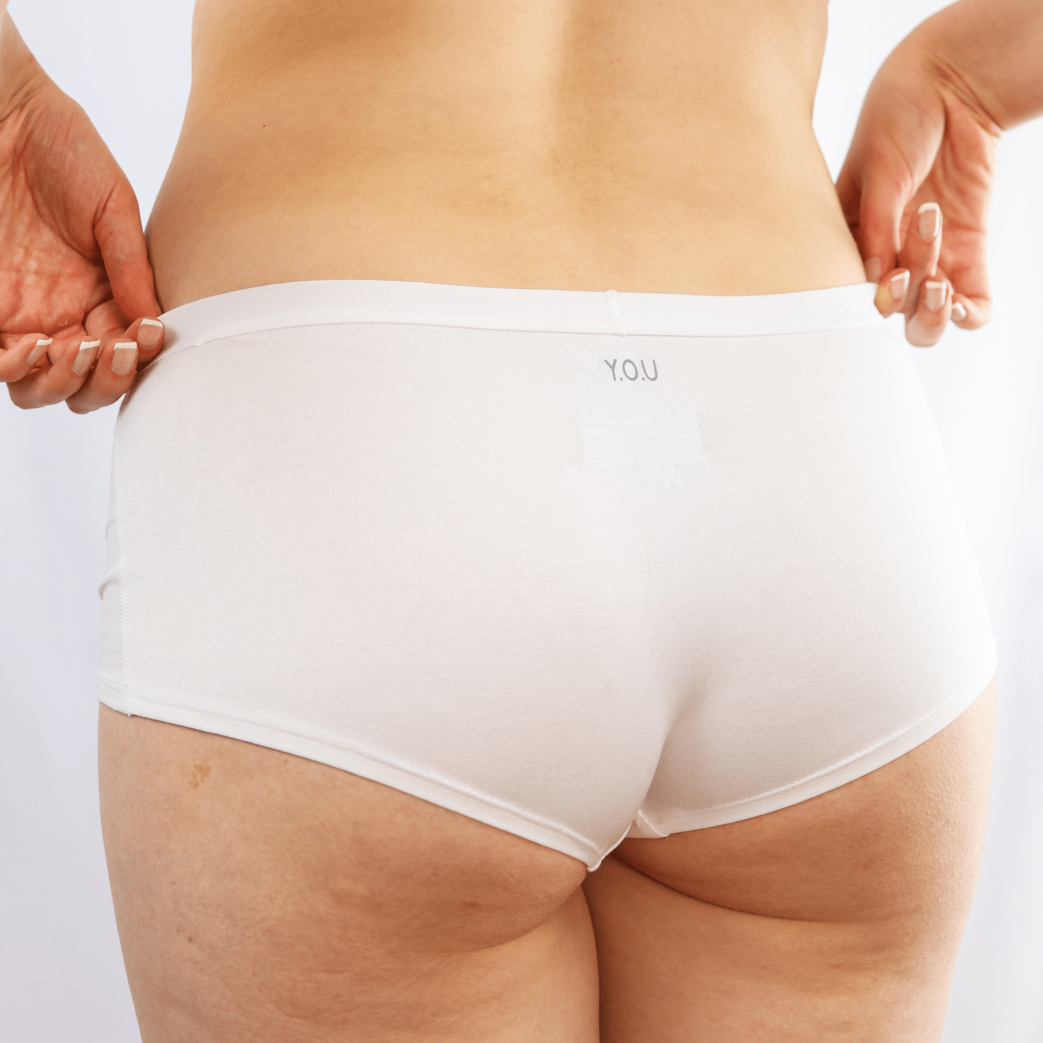 Women's organic cotton boy shorts in white - Y.O.U underwear