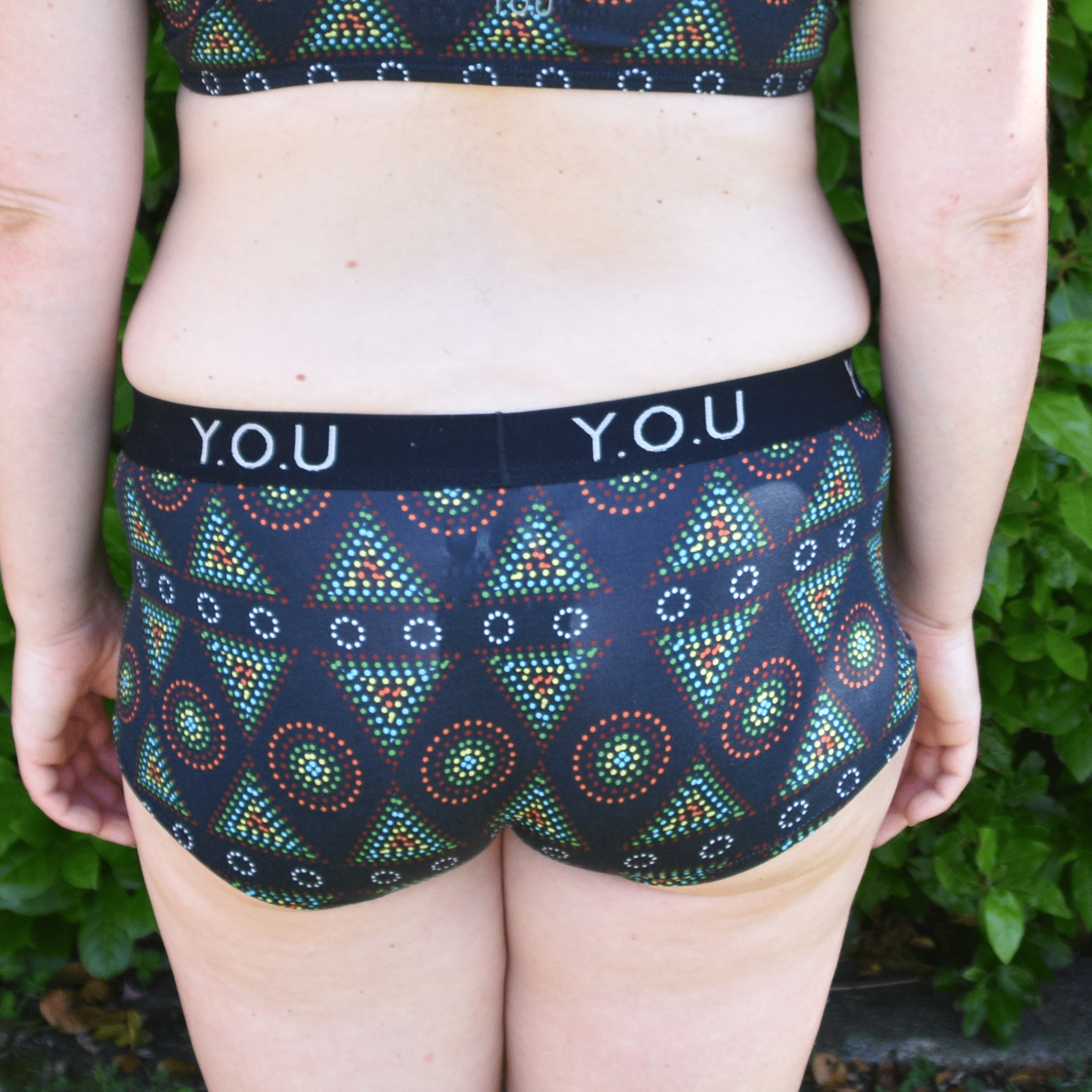 Women’s organic cotton boy shorts with Y.O.U elastic - Black Mara design - Y.O.U underwear