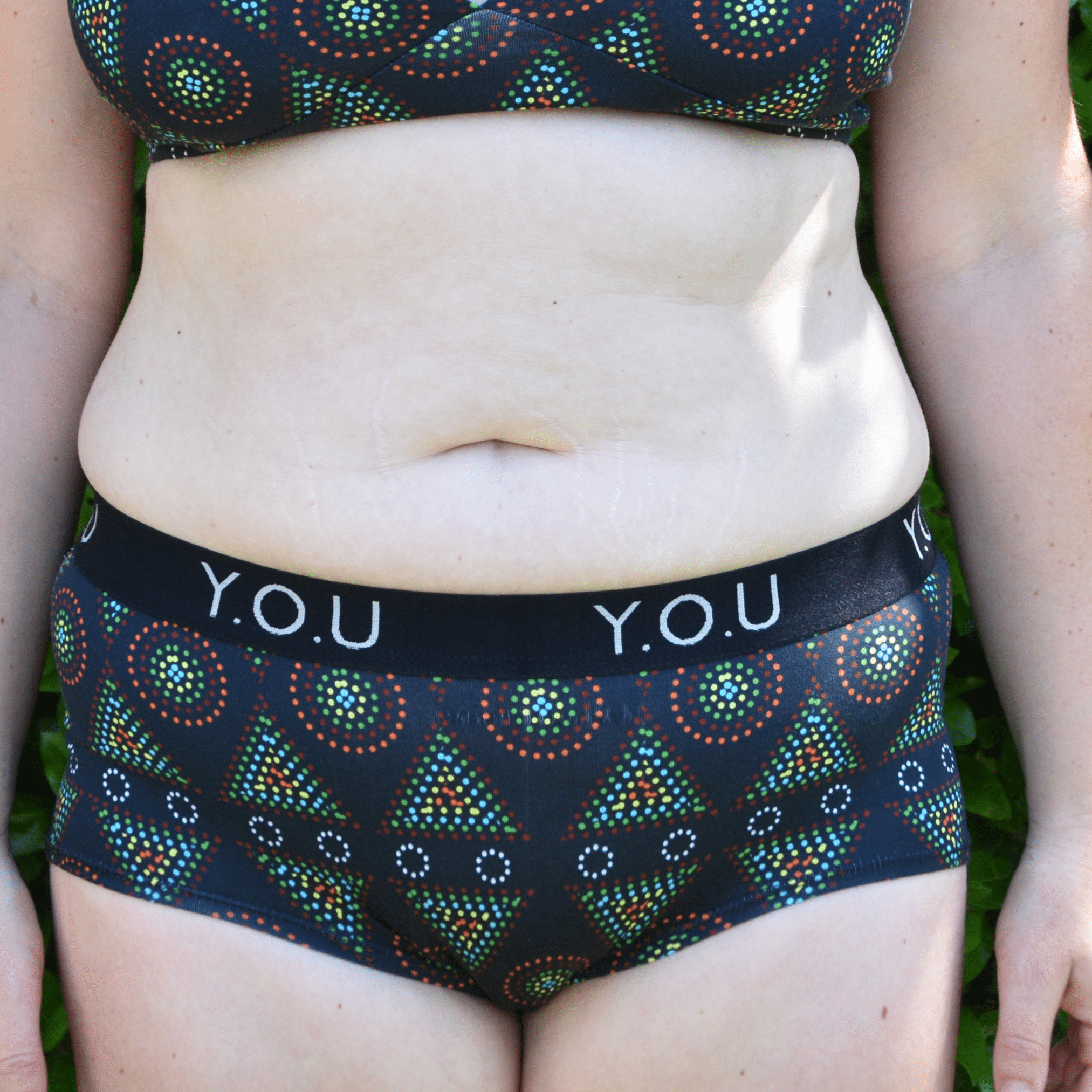 Women’s organic cotton boy shorts with Y.O.U elastic - Black Mara design - Y.O.U underwear